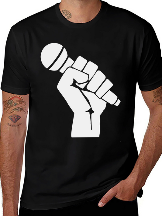 Empower Your Voice: Fist Holding Mic Graphic Tee