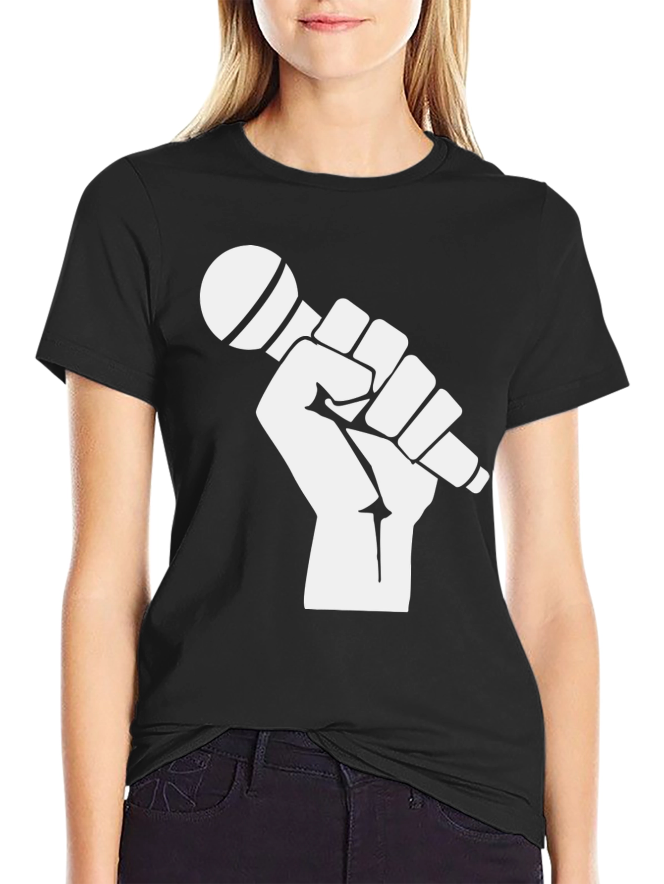Empower Your Voice: Fist Holding Mic Graphic Tee