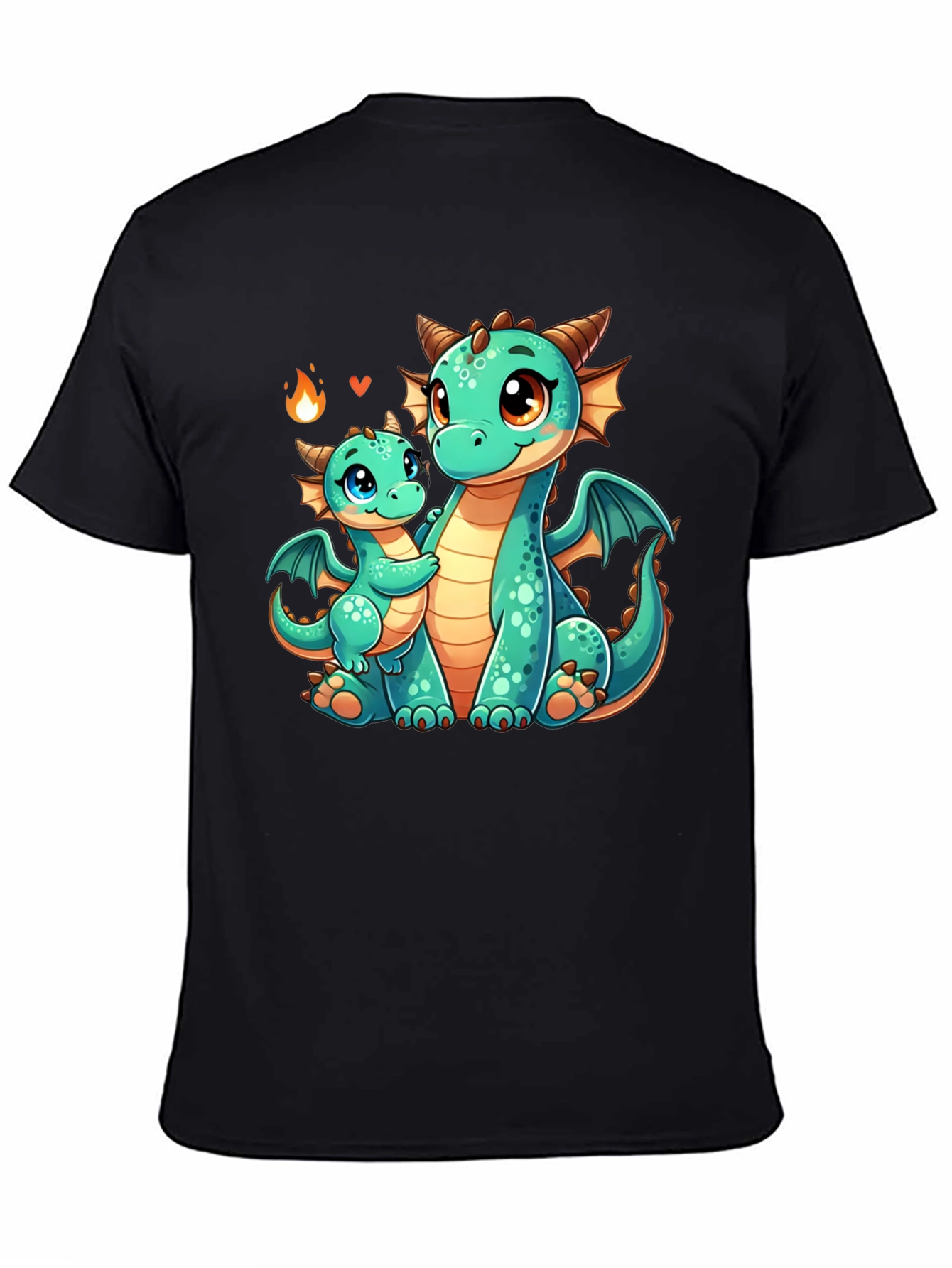Cute Dragon Family Graphic Tee - Black