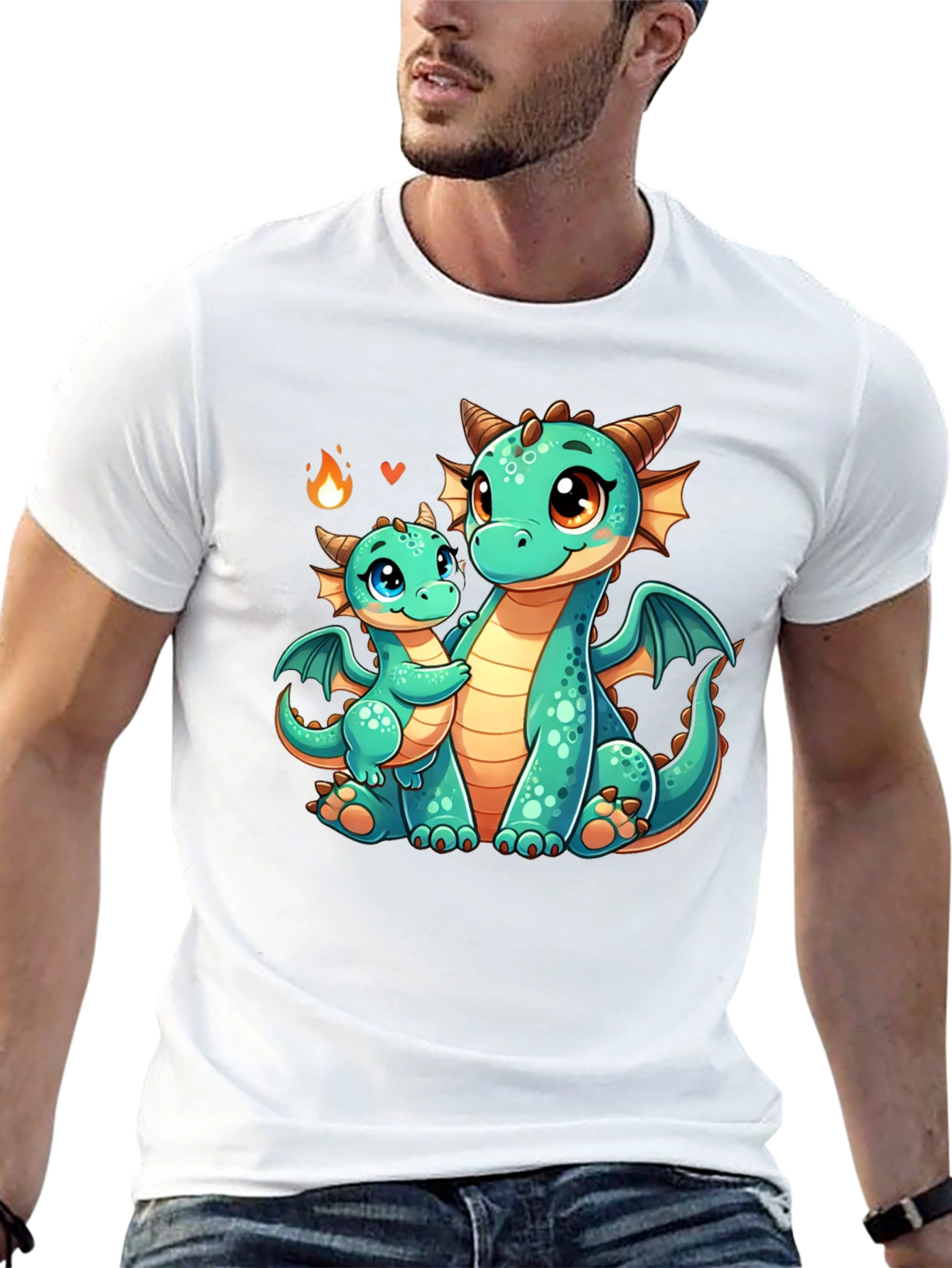 Cute Dragon Family Graphic Tee - Black