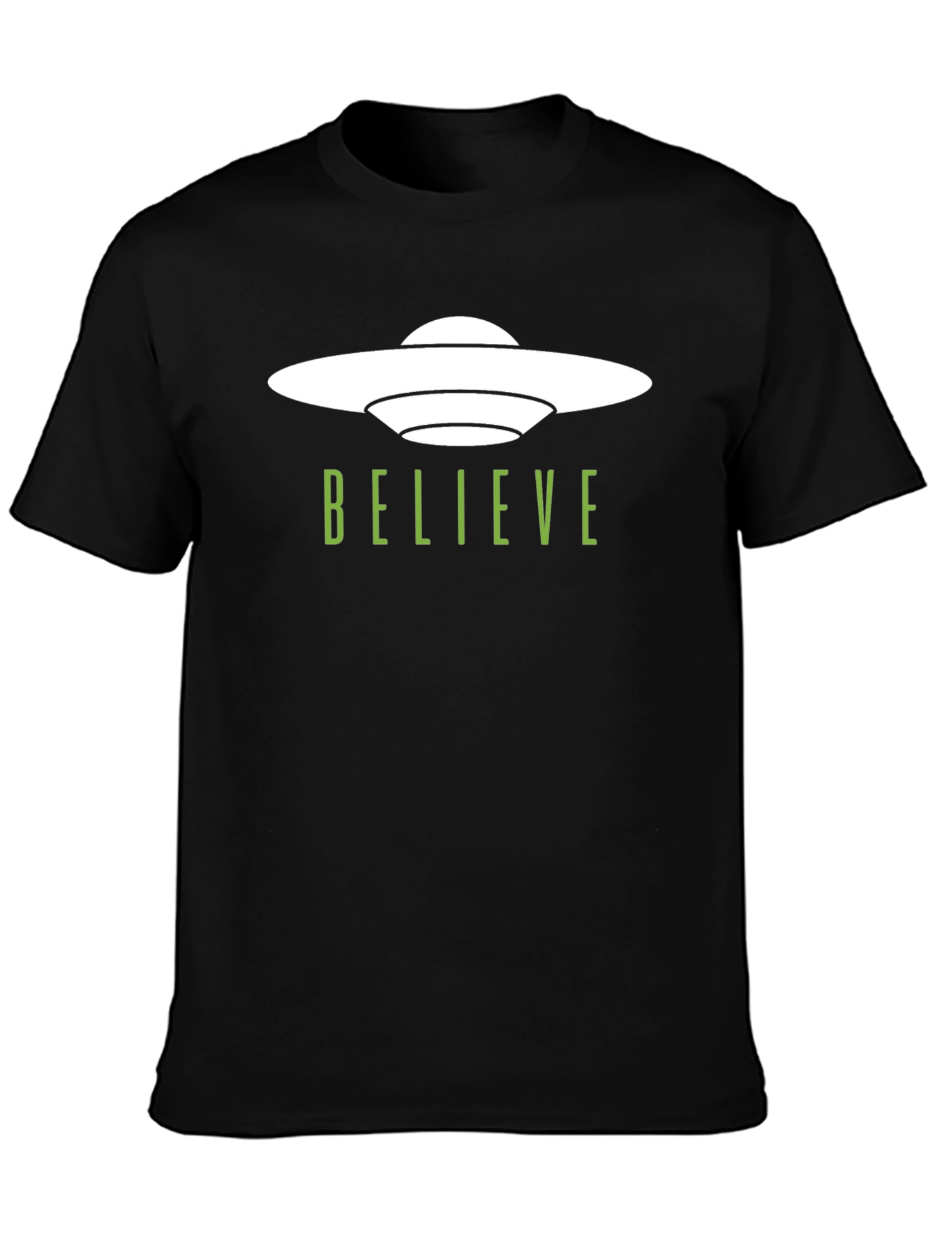 Believe UFO Graphic Tee - Trendy Black T-Shirt