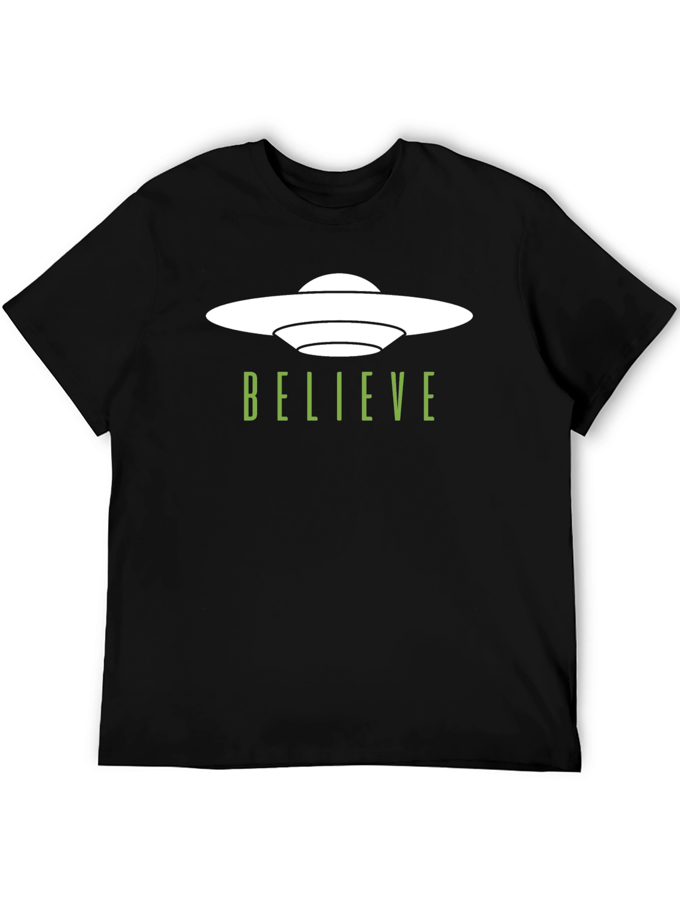 Believe UFO Graphic Tee - Trendy Black T-Shirt