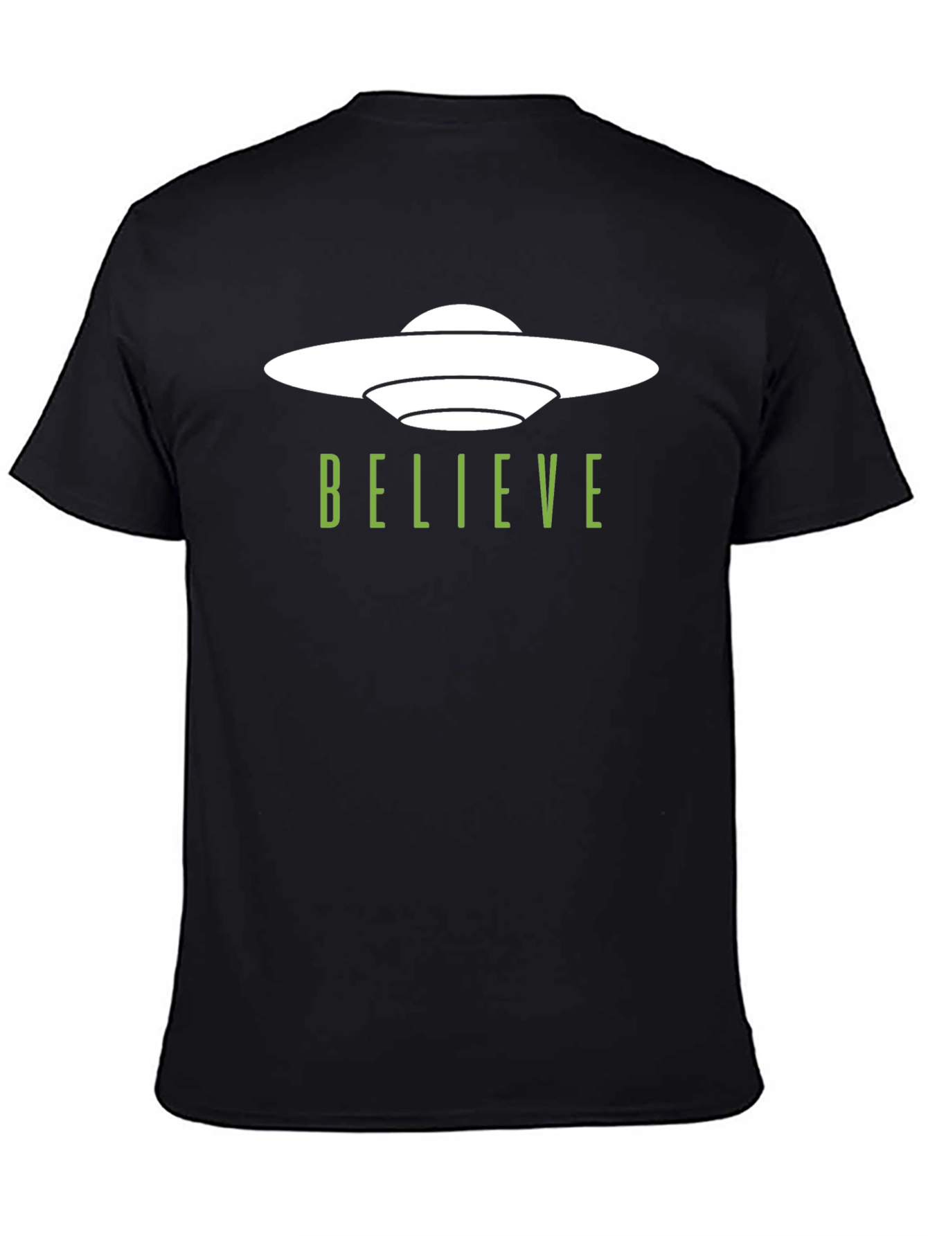 Believe UFO Graphic Tee - Trendy Black T-Shirt
