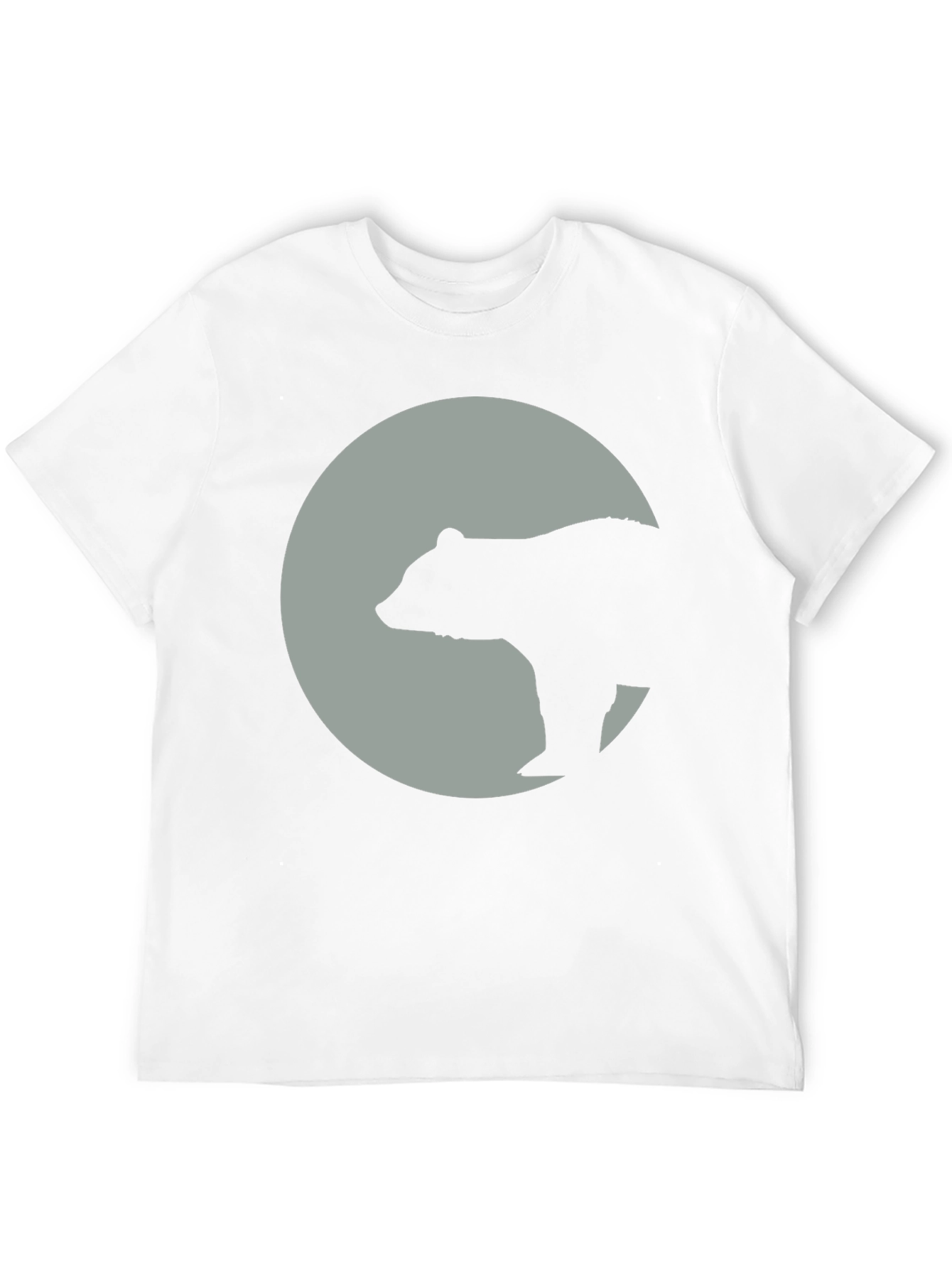 Bear Silhouette Moon Graphic Tee - Black Cotton Blend