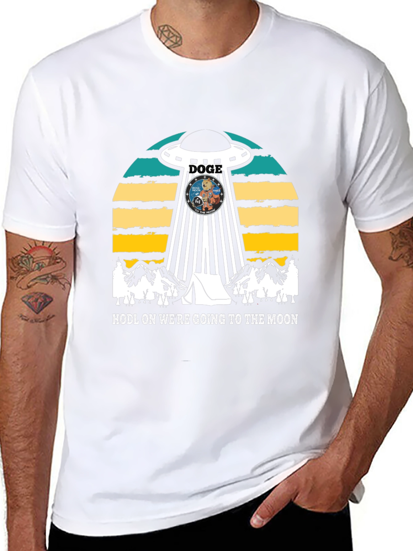 Doge UFO Black T-Shirt - HODL to the Moon