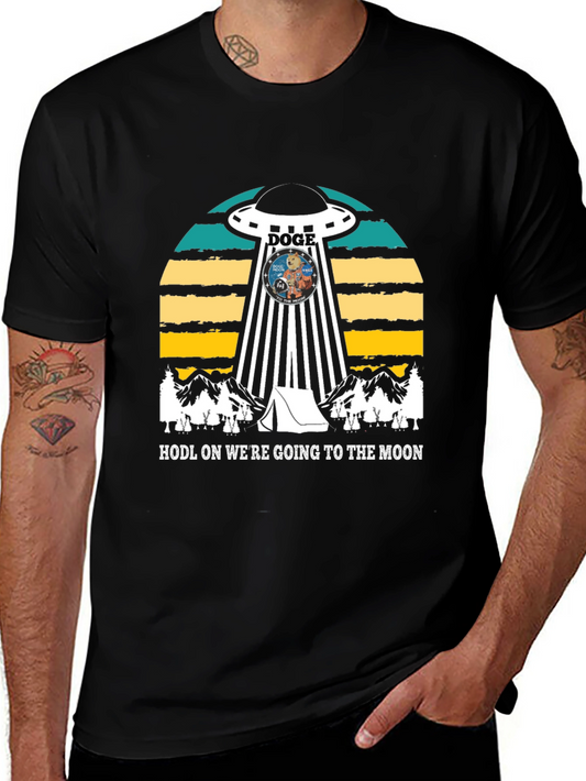 Doge UFO Black T-Shirt - HODL to the Moon
