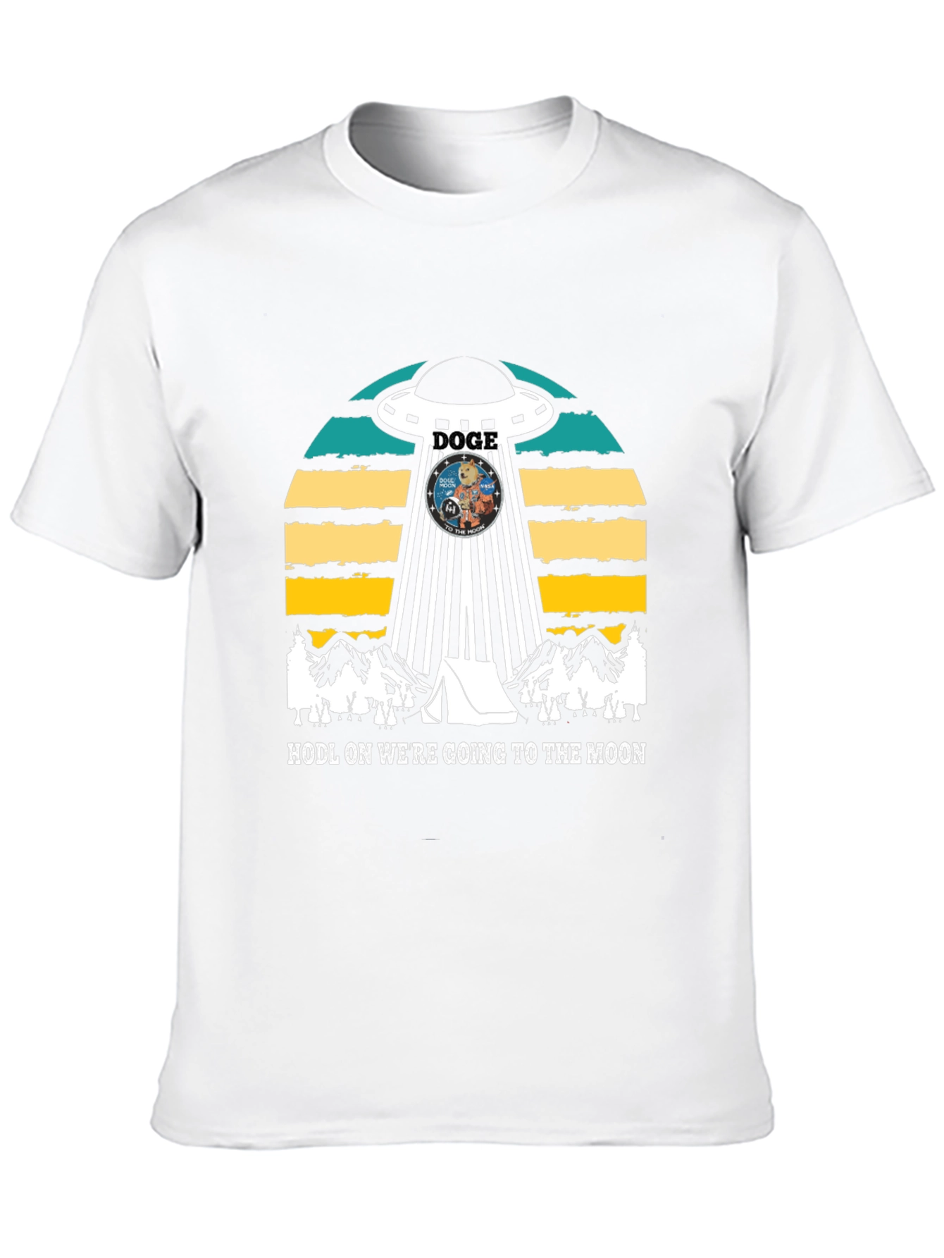 Doge UFO Black T-Shirt - HODL to the Moon