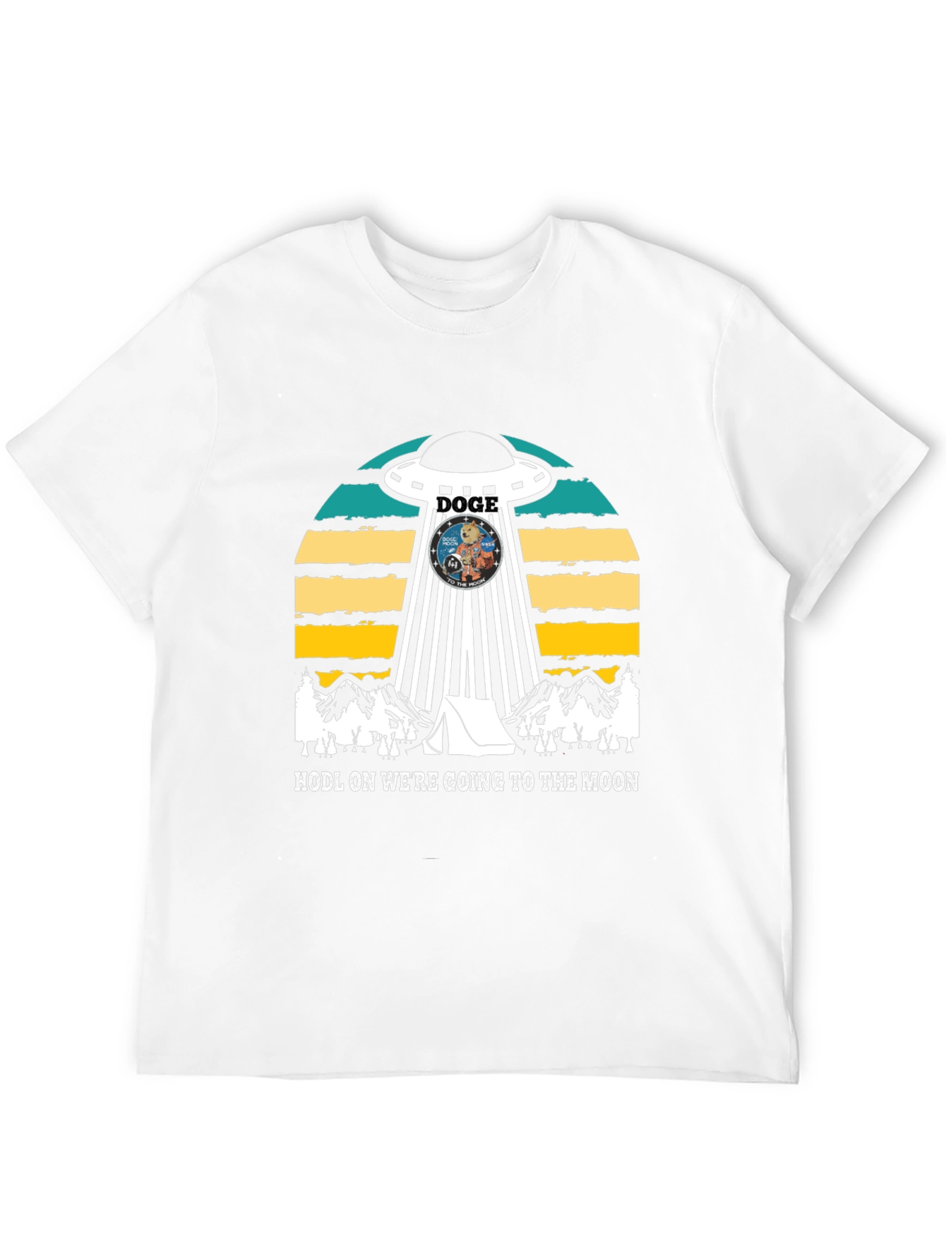 Doge UFO Black T-Shirt - HODL to the Moon