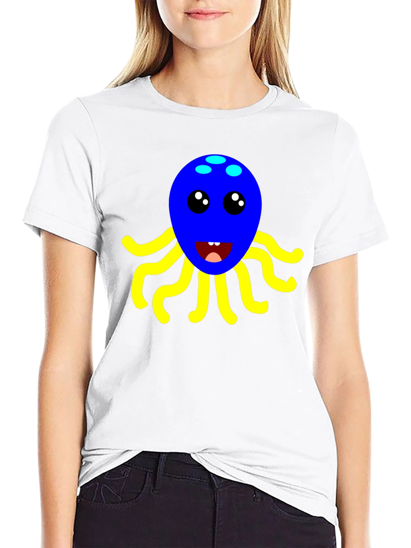Cute Octopus Graphic Tee - Black Cotton Shirt
