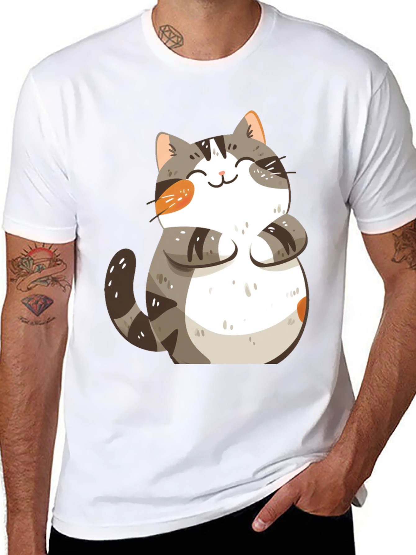 Cute Cat Graphic T-Shirt - Black