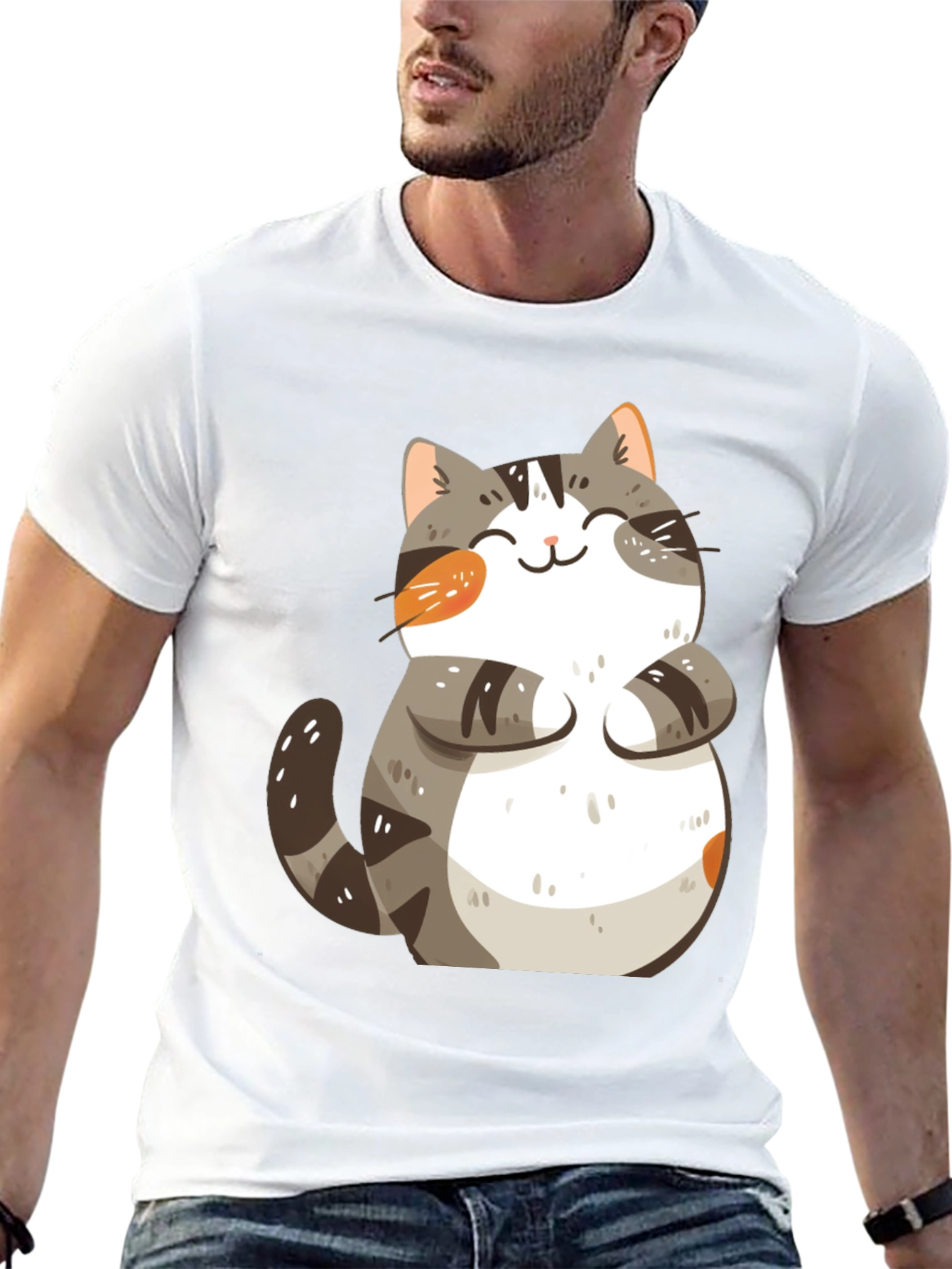 Cute Cat Graphic T-Shirt - Black
