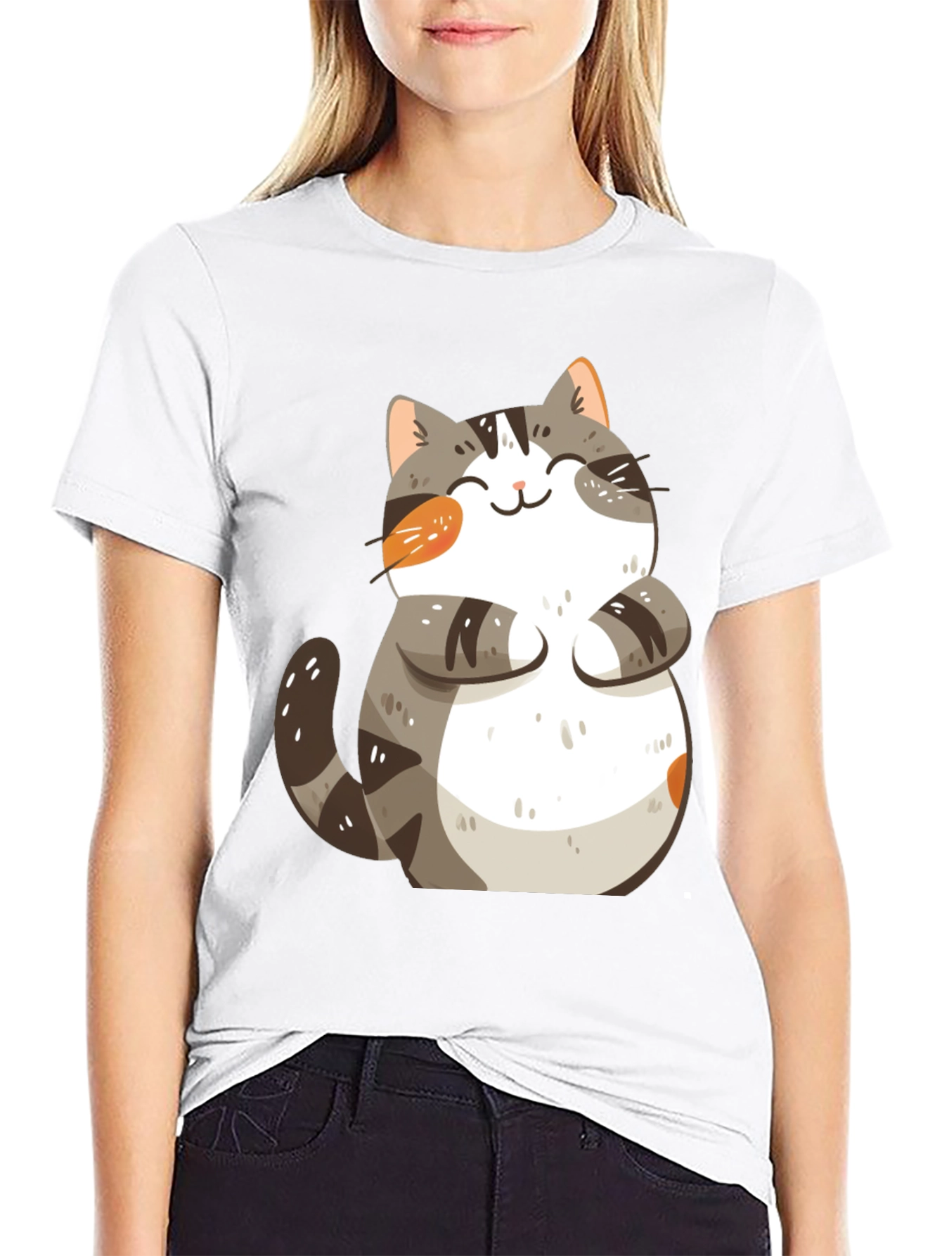 Cute Cat Graphic T-Shirt - Black