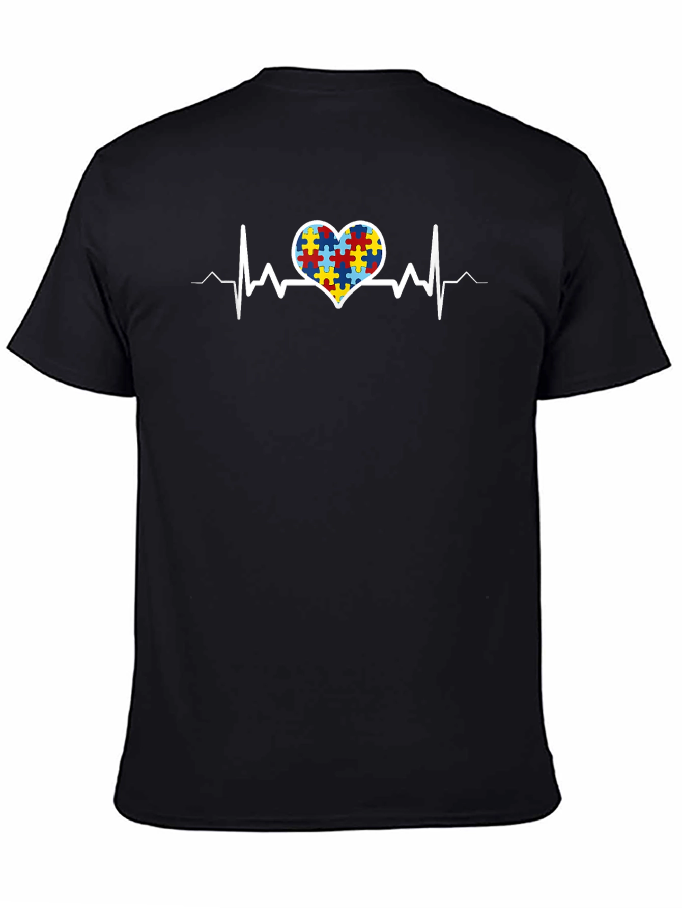 Autism Awareness Heartbeat T-Shirt - Puzzle Design