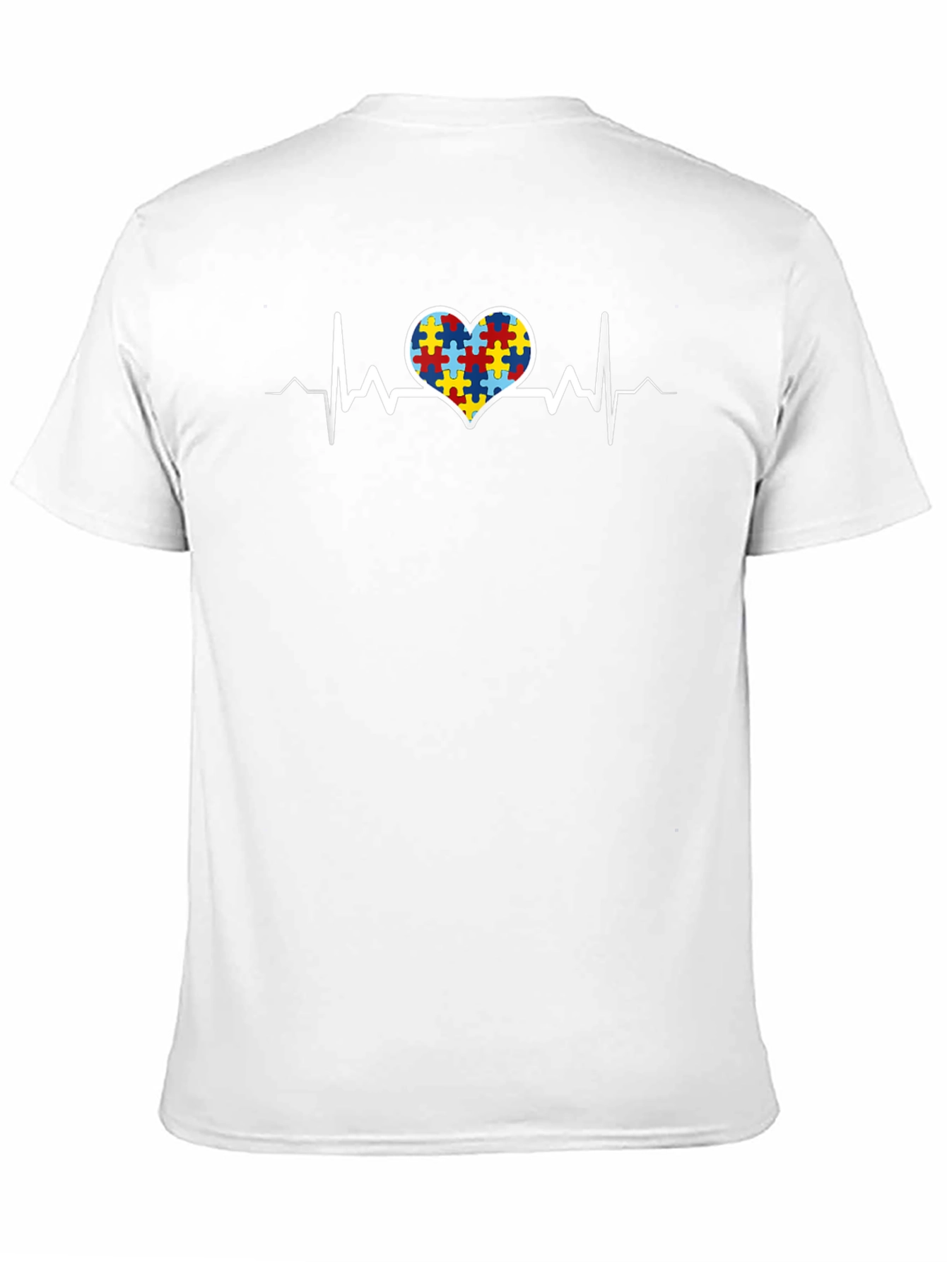 Autism Awareness Heartbeat T-Shirt - Puzzle Design