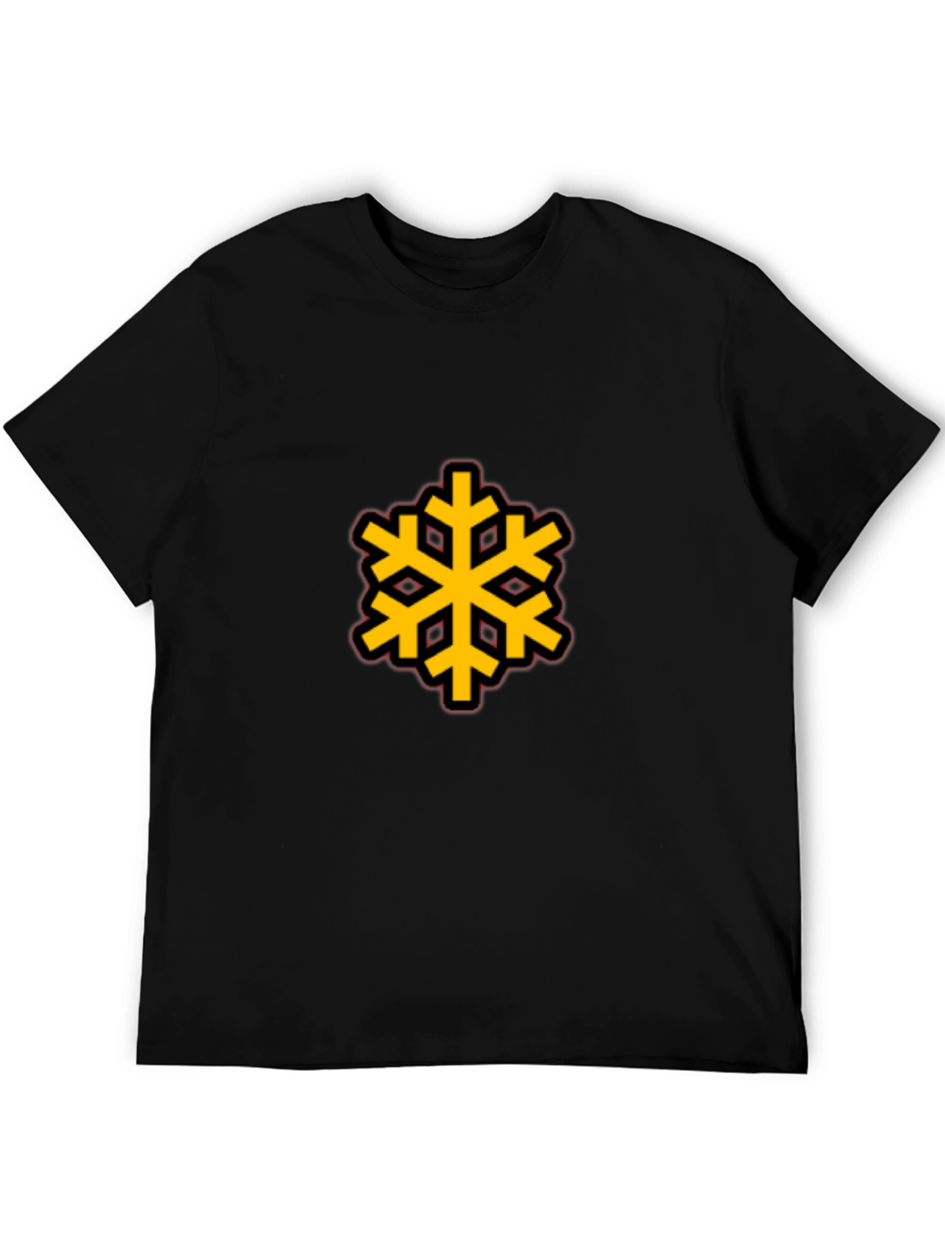 Black Tee with Bold Geometric Snowflake Design