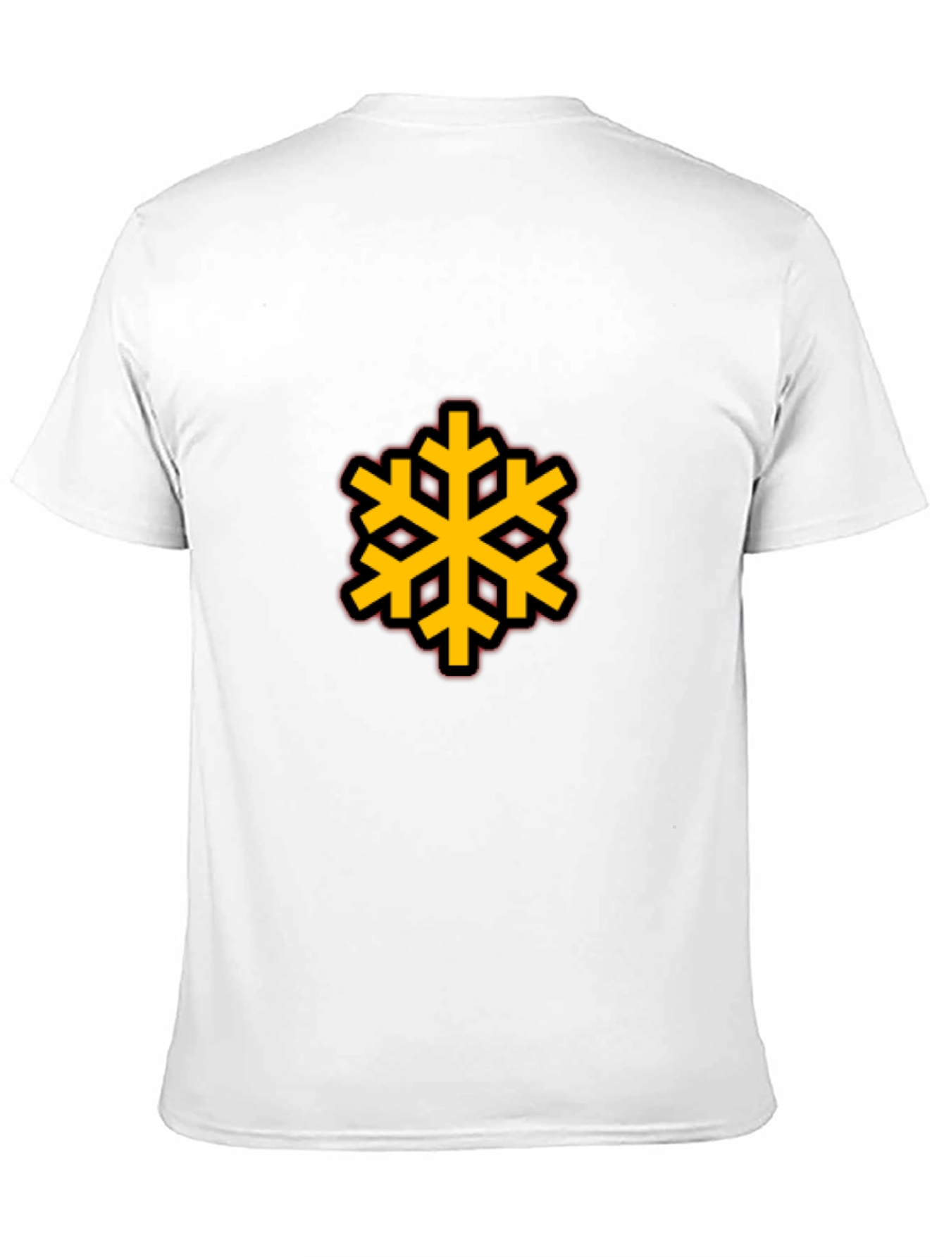 Black Tee with Bold Geometric Snowflake Design