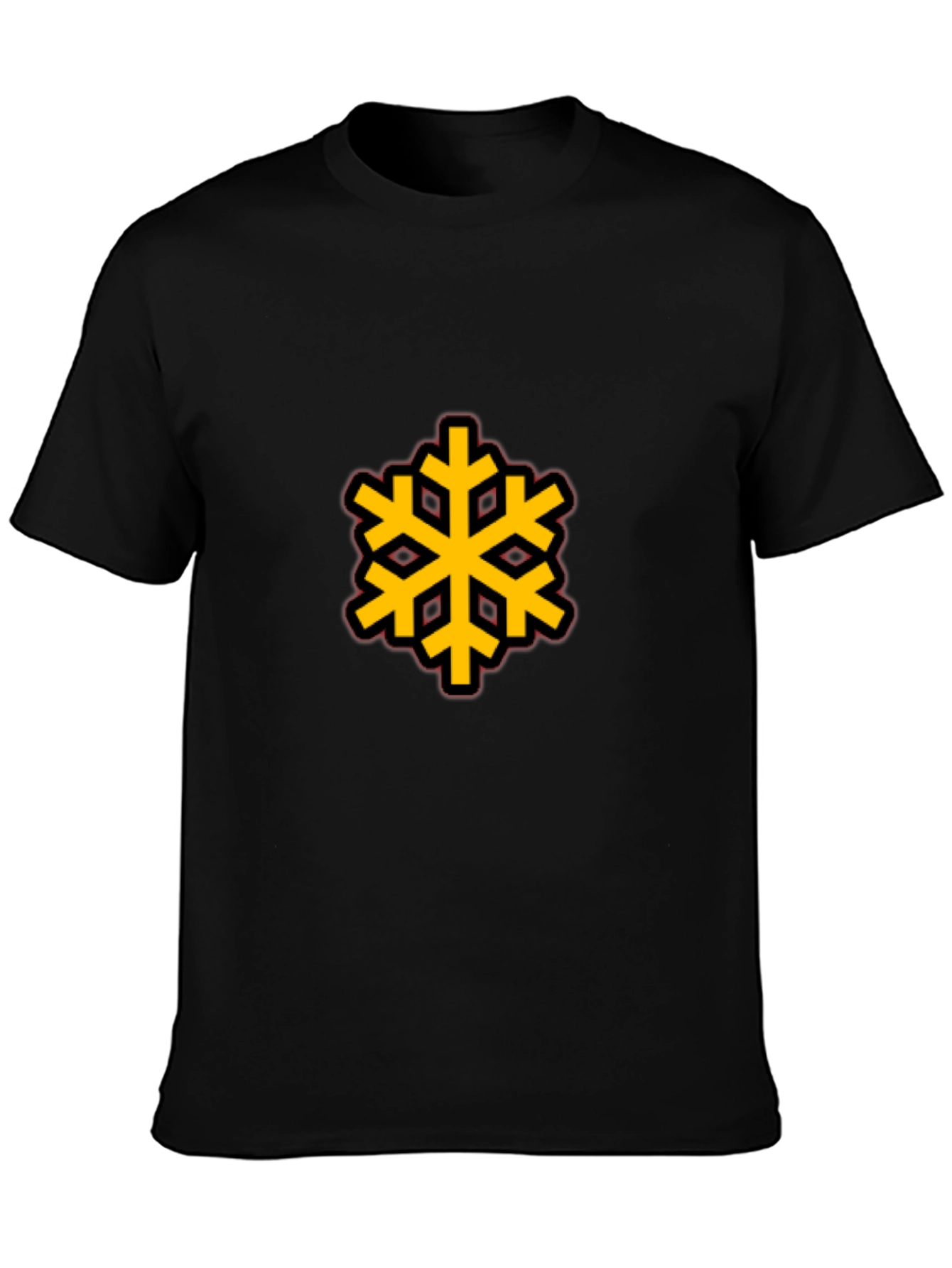 Black Tee with Bold Geometric Snowflake Design