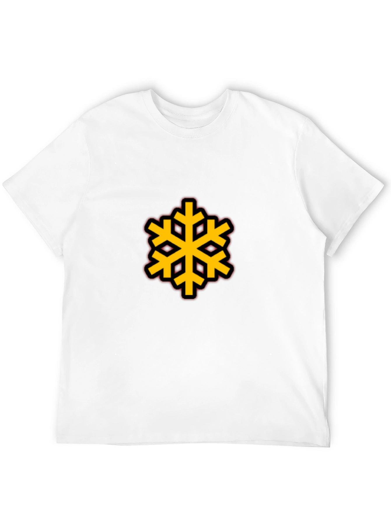 Black Tee with Bold Geometric Snowflake Design
