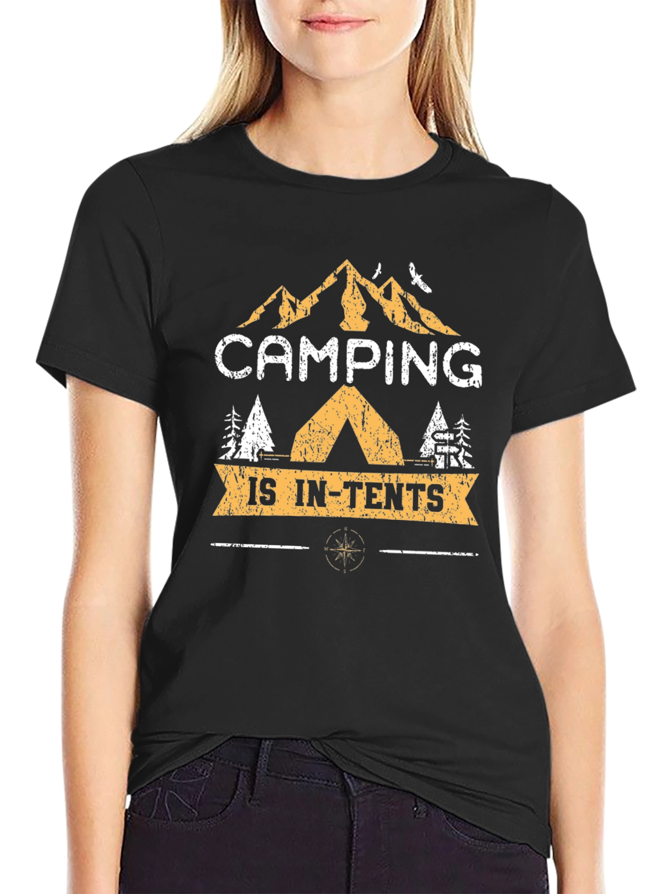 Camping is In-Tents Black Graphic T-Shirt