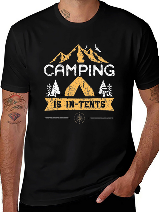 Camping is In-Tents Black Graphic T-Shirt