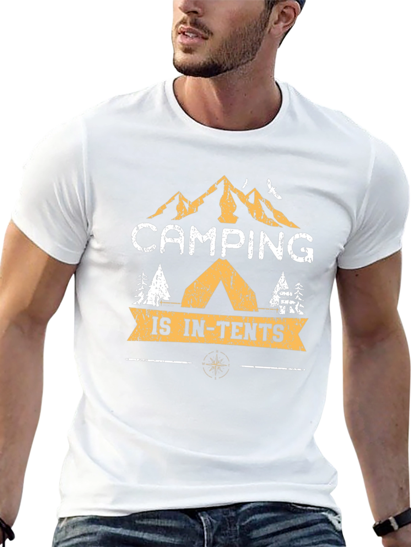 Camping is In-Tents Black Graphic T-Shirt