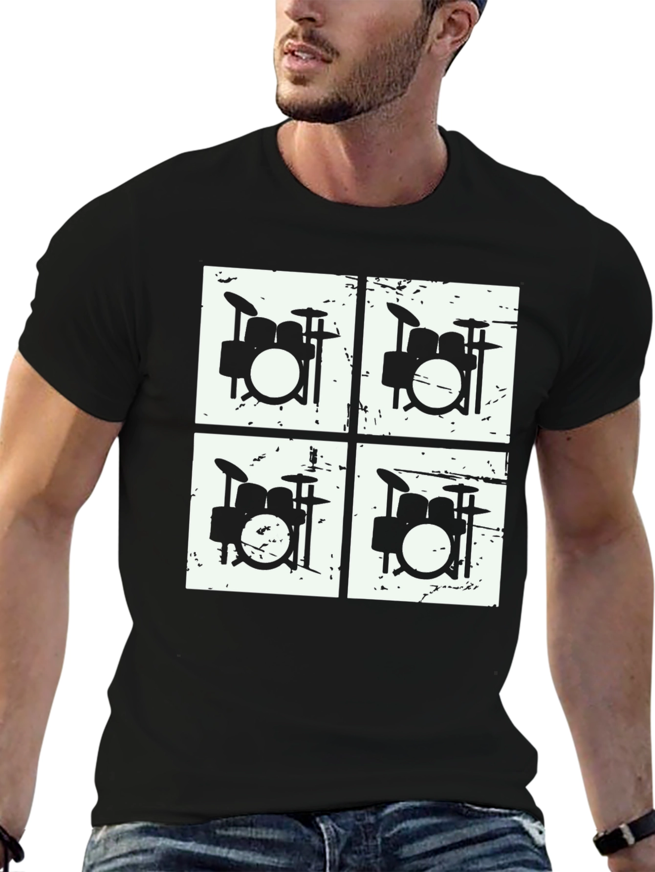 Drum Kit Graphic T-Shirt - Black