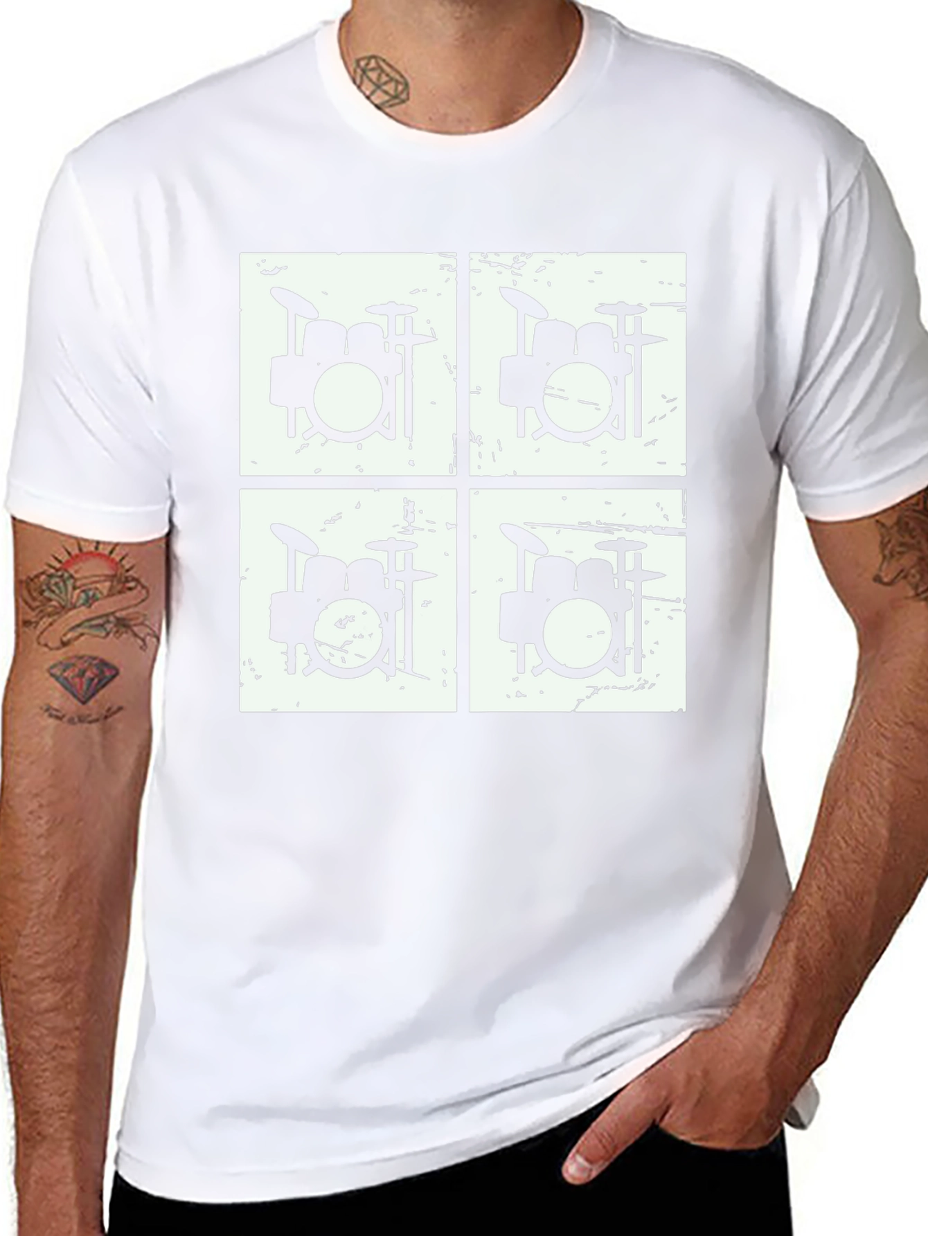 Drum Kit Graphic T-Shirt - Black