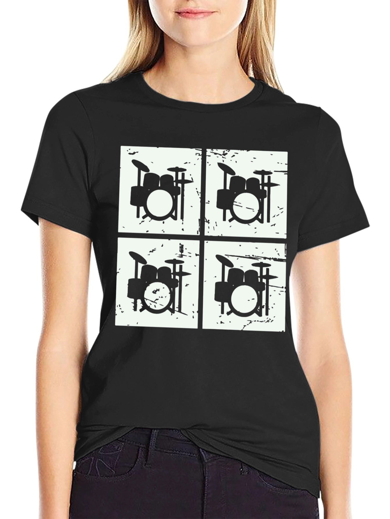 Drum Kit Graphic T-Shirt - Black