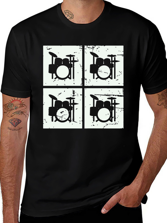 Drum Kit Graphic T-Shirt - Black