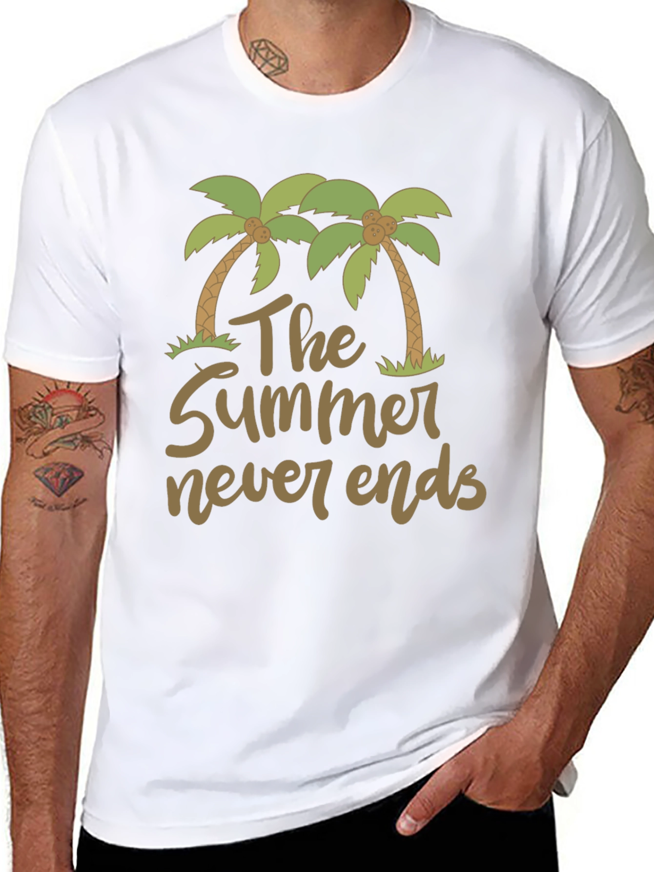 Summer Never Ends Palm Tree Graphic T-Shirt