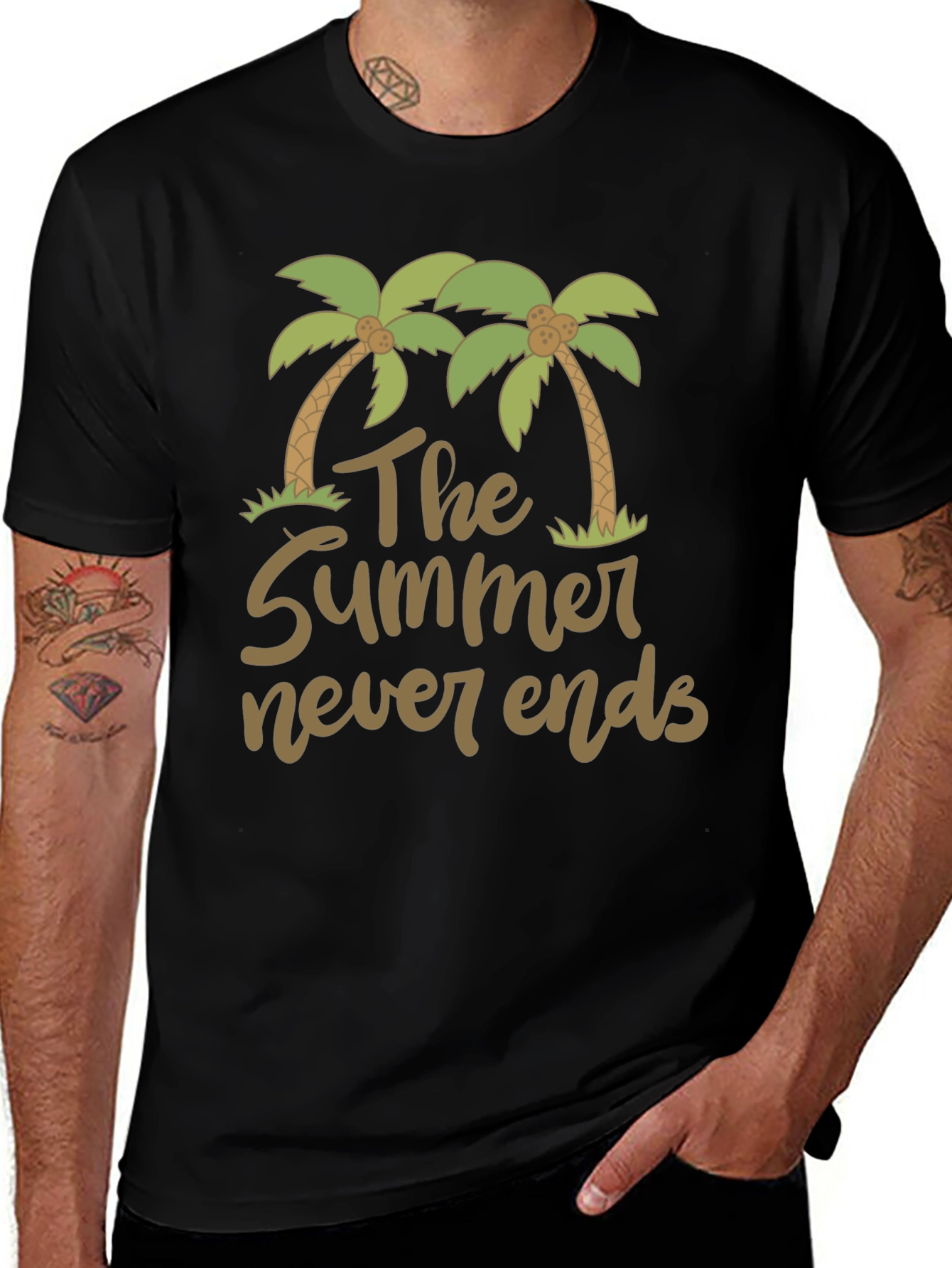 Summer Never Ends Palm Tree Graphic T-Shirt