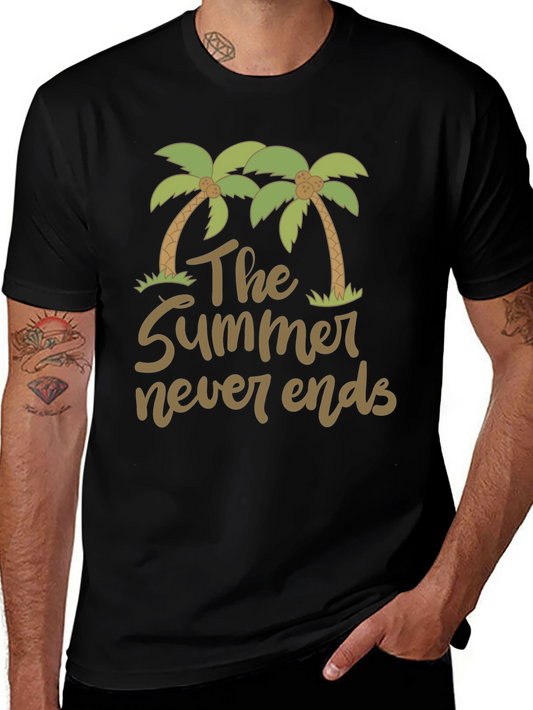 Summer Never Ends Palm Tree Graphic T-Shirt
