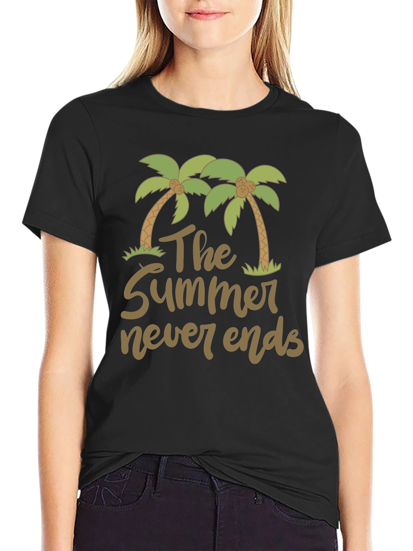 Summer Never Ends Palm Tree Graphic T-Shirt