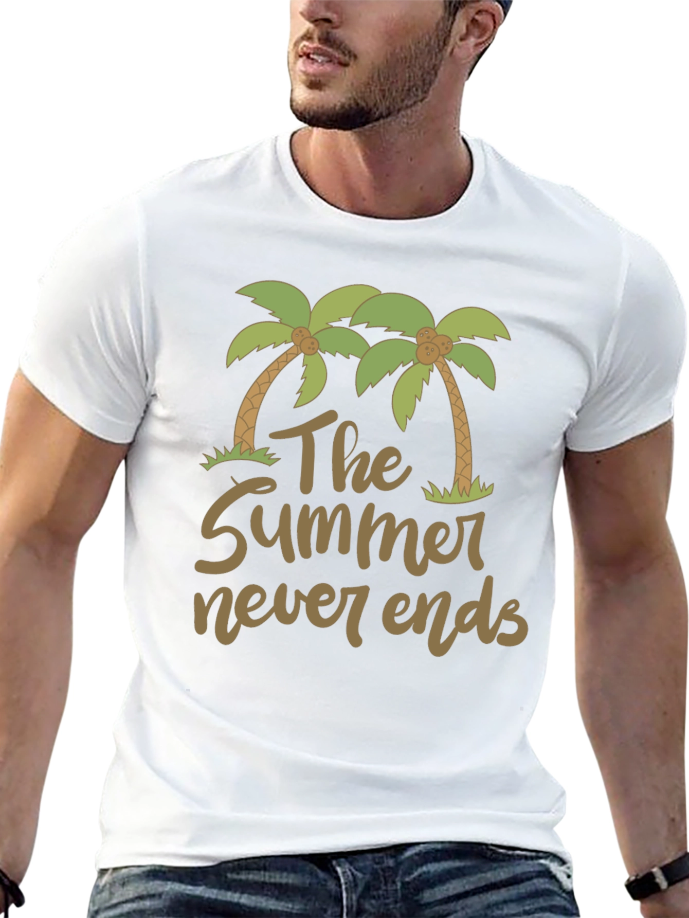 Summer Never Ends Palm Tree Graphic T-Shirt