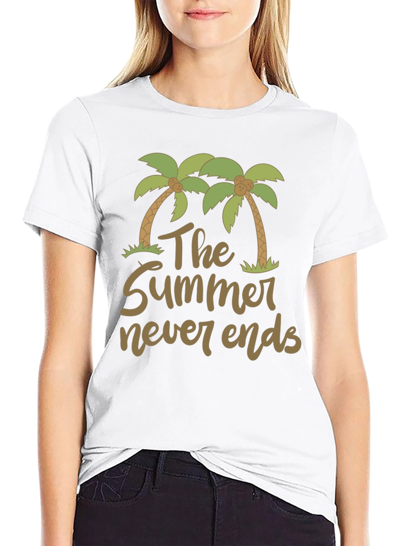 Summer Never Ends Palm Tree Graphic T-Shirt