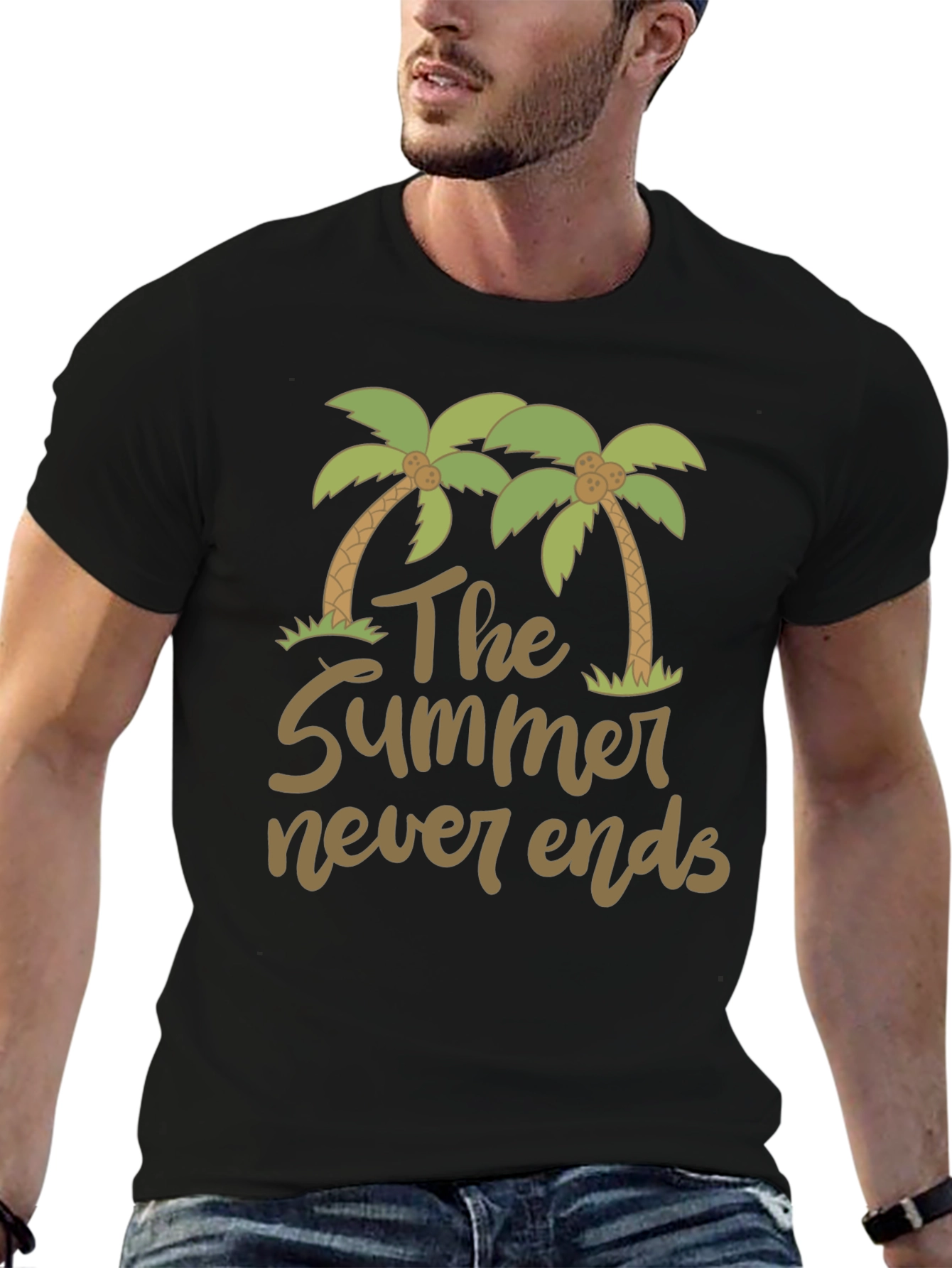 Summer Never Ends Palm Tree Graphic T-Shirt
