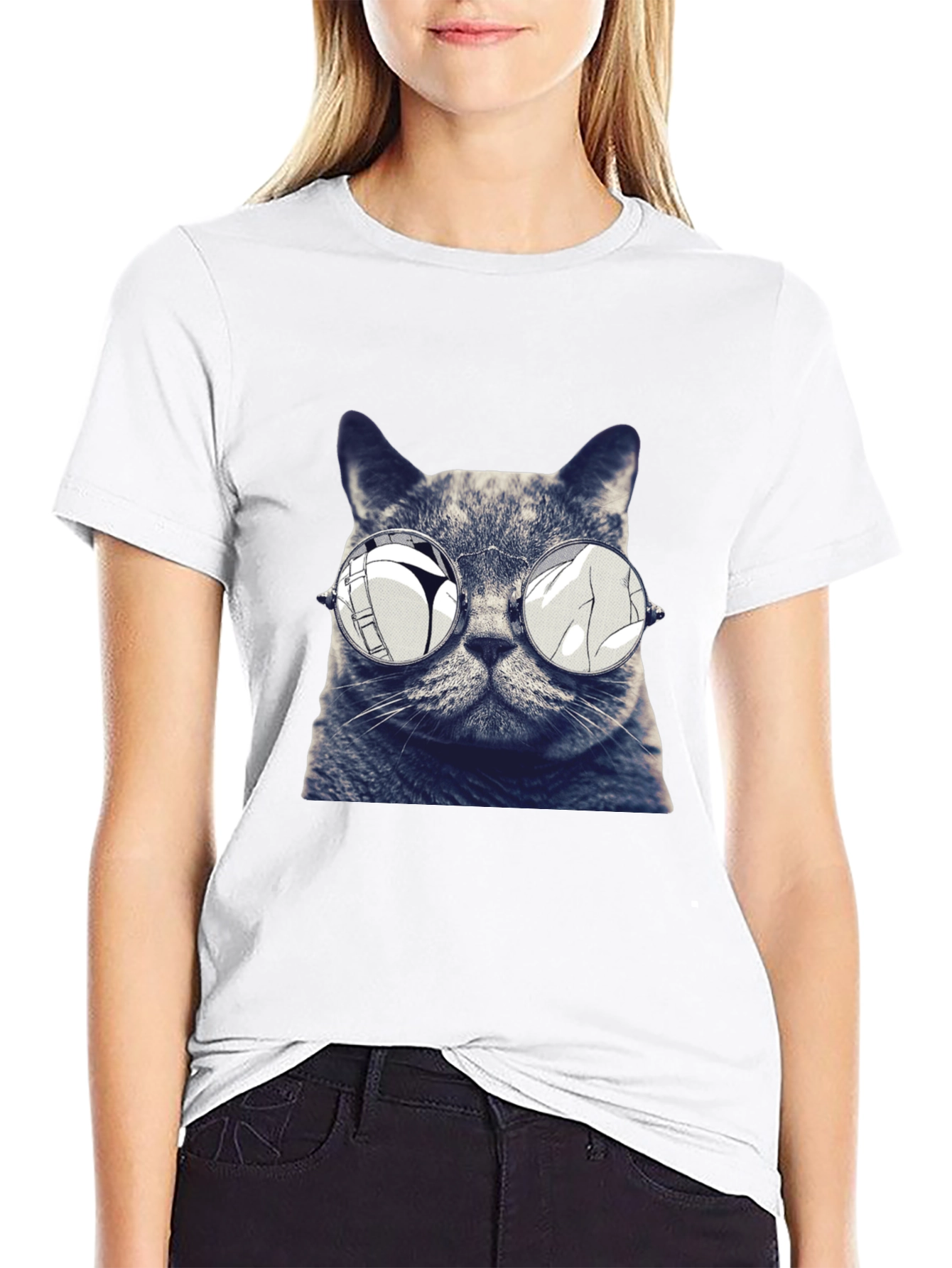 Cool Cat Tee - Reflective Sunglasses