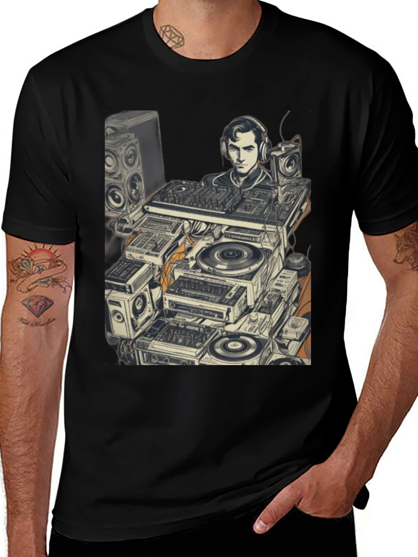 DJ Turntable Graphic Tee - Cool Music Lover Shirt