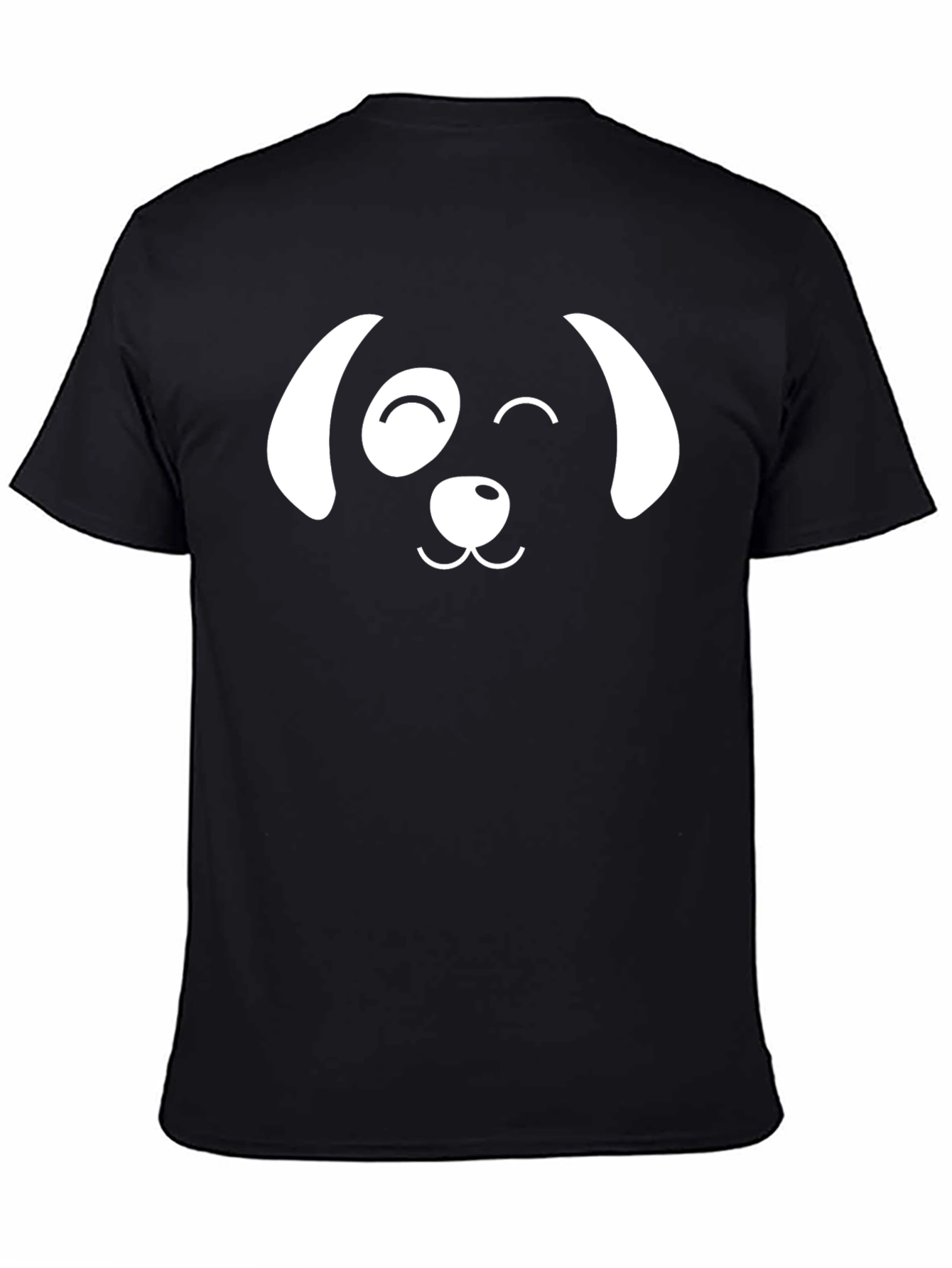 Dog Face Graphic T-Shirt - Black Casual Cotton Tee