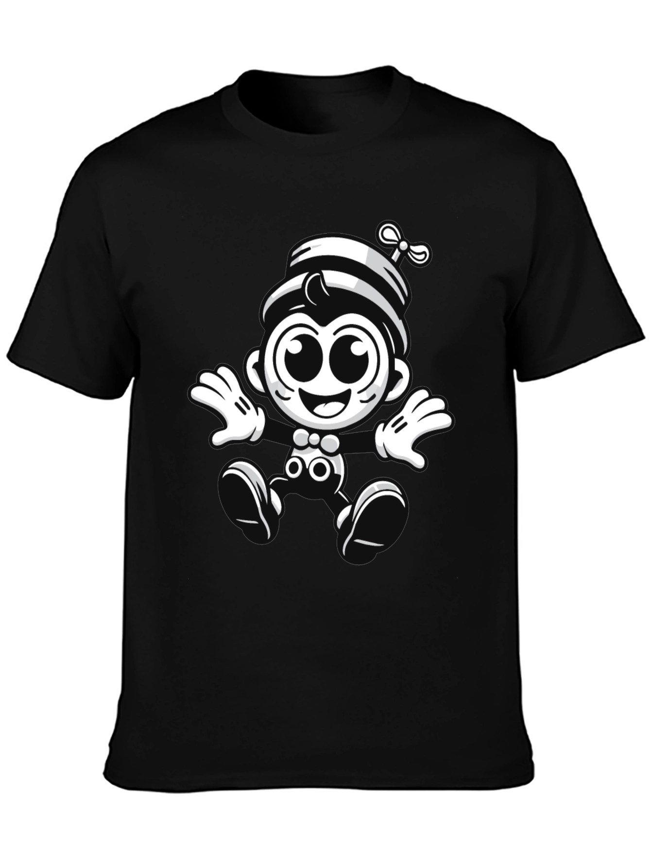 Cartoon Monkey Graphic Black T-Shirt