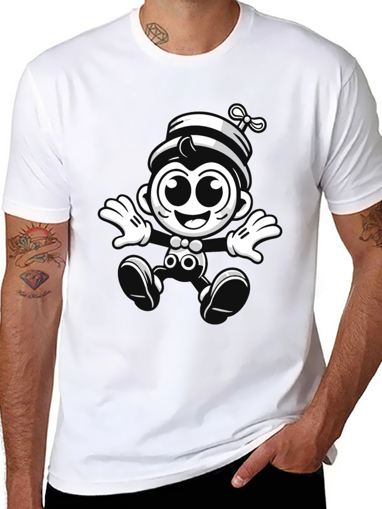 Cartoon Monkey Graphic Black T-Shirt