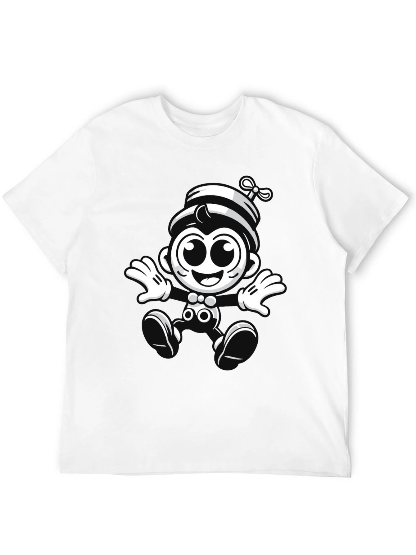 Cartoon Monkey Graphic Black T-Shirt