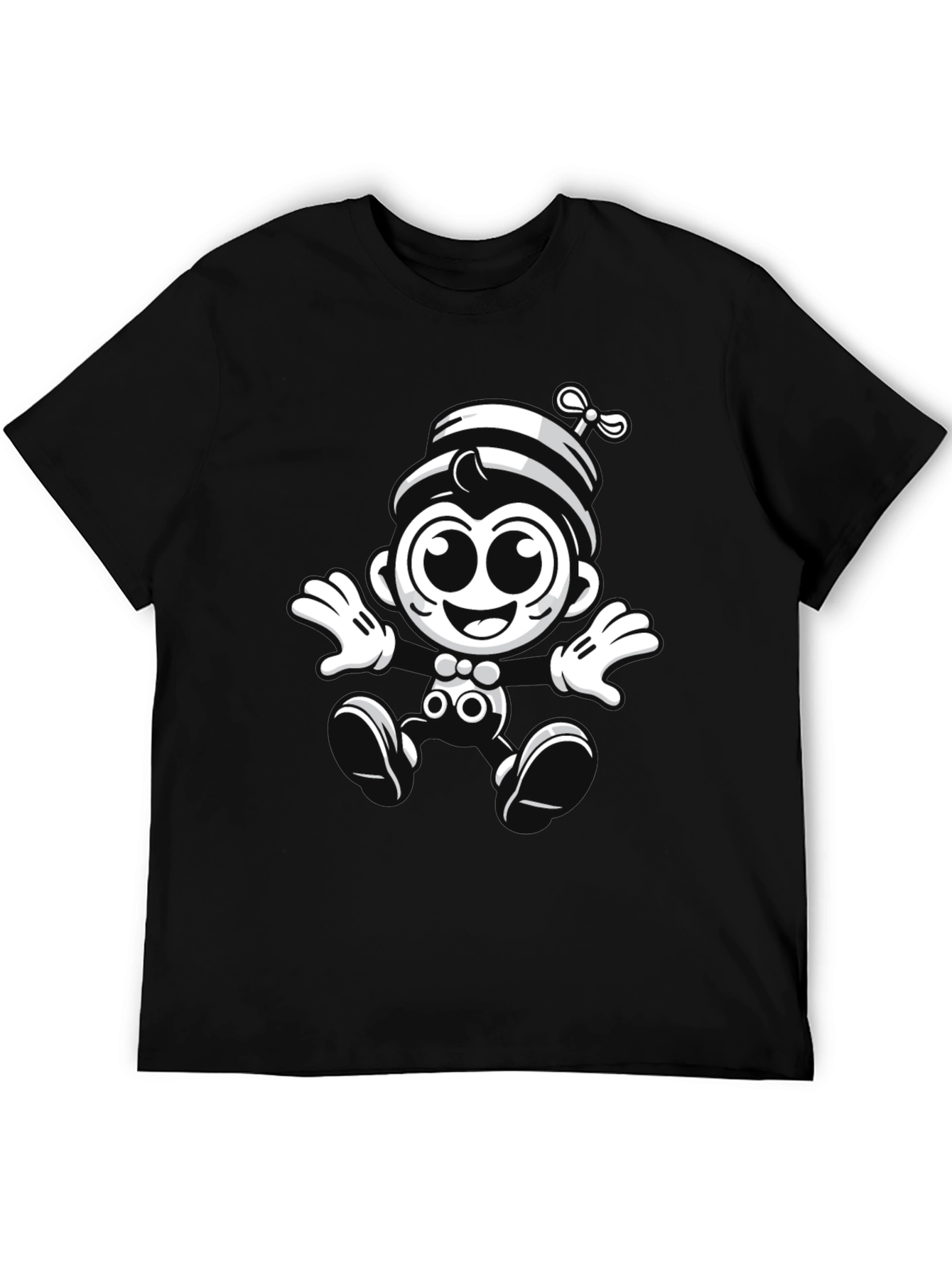 Cartoon Monkey Graphic Black T-Shirt
