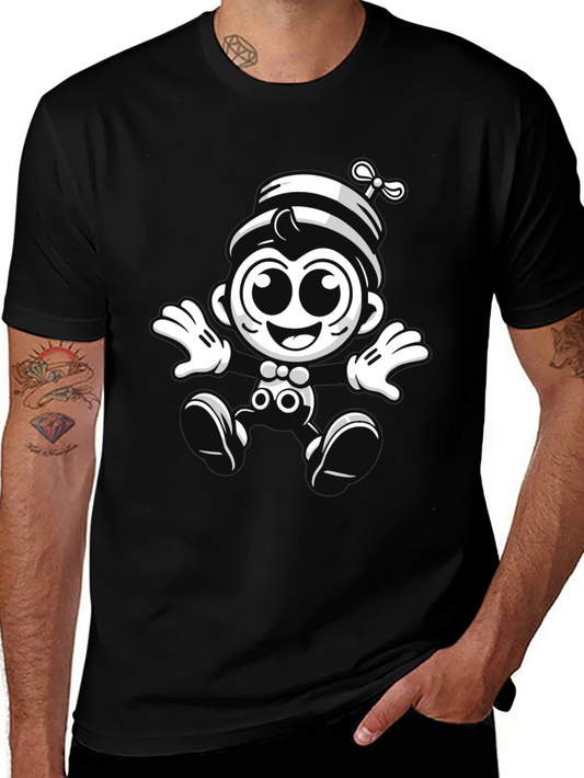 Cartoon Monkey Graphic Black T-Shirt