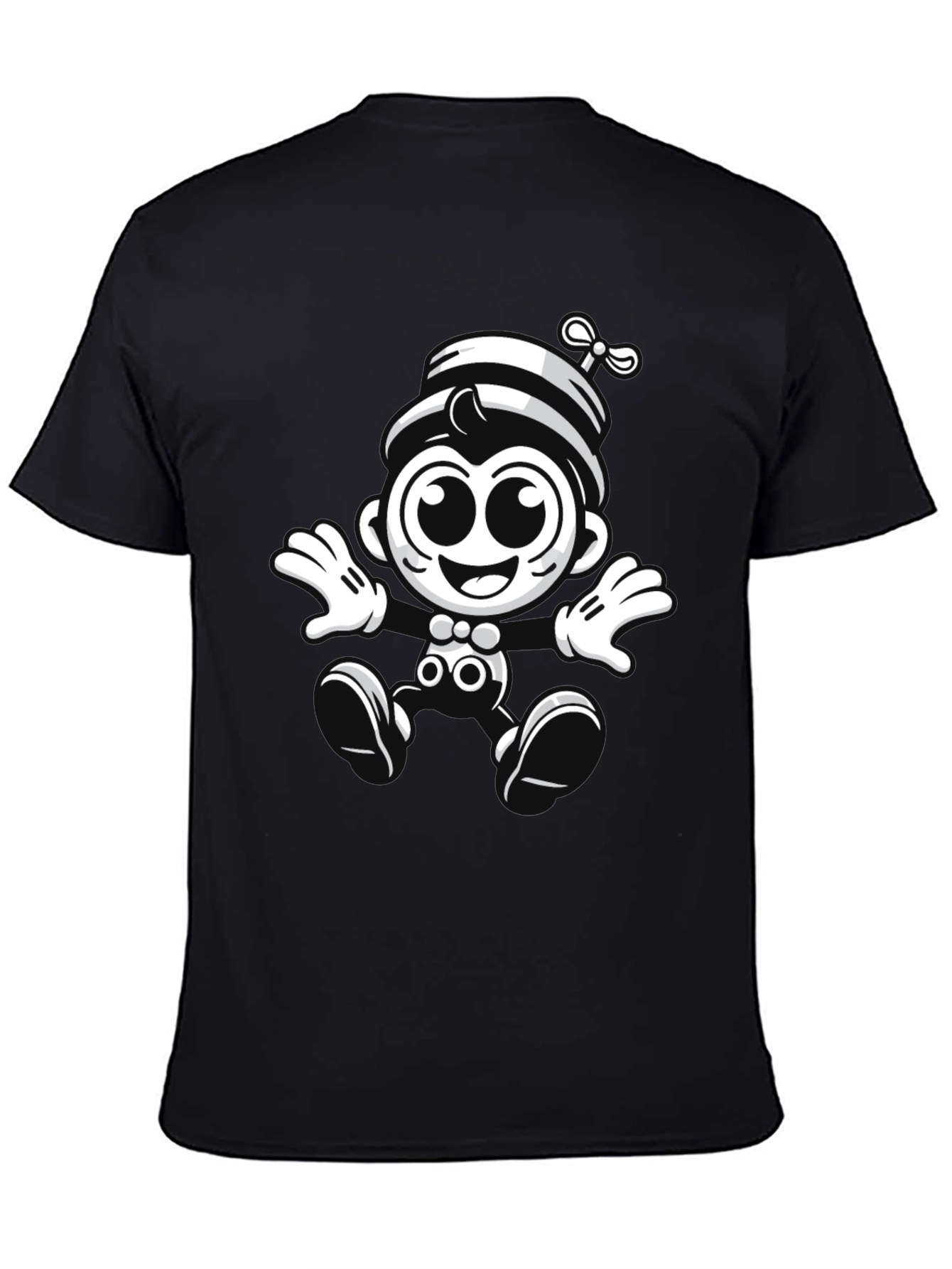 Cartoon Monkey Graphic Black T-Shirt