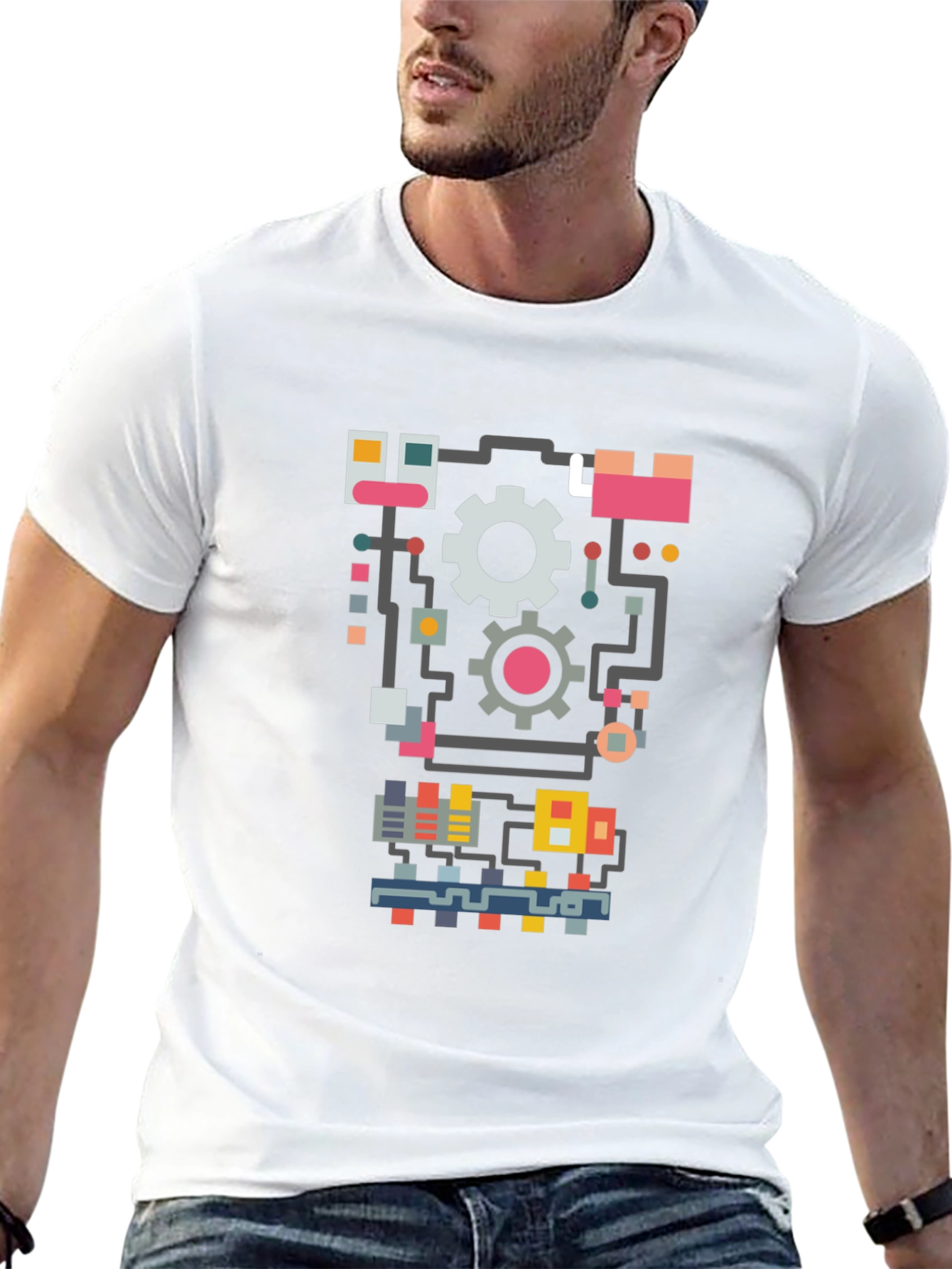 Retro Robotics T-Shirt - Gears and Circuits Design