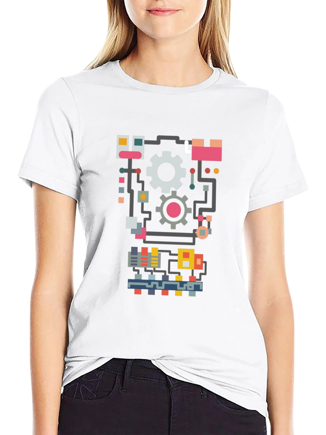 Retro Robotics T-Shirt - Gears and Circuits Design
