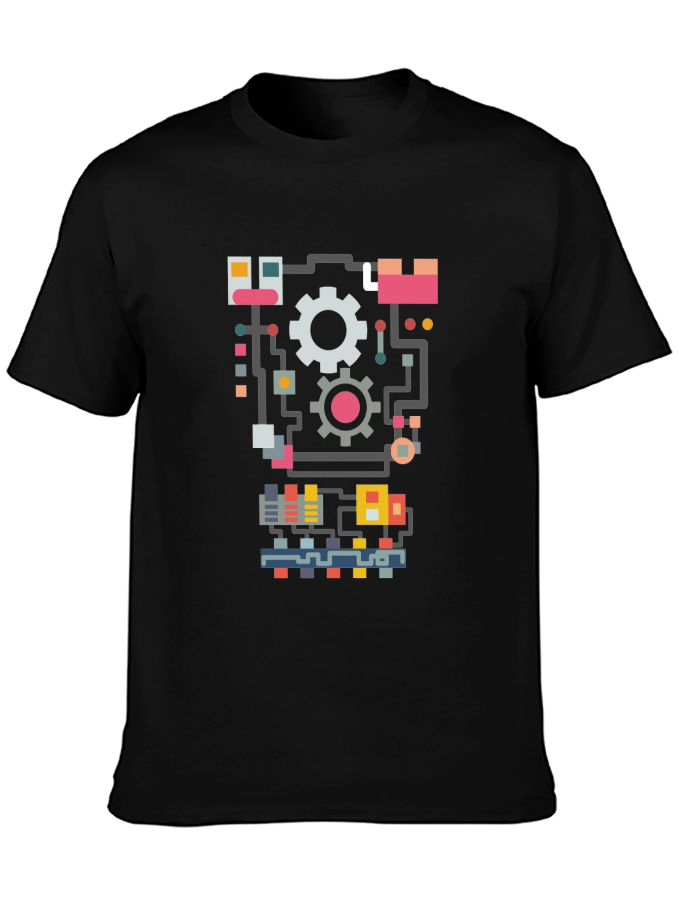 Retro Robotics T-Shirt - Gears and Circuits Design