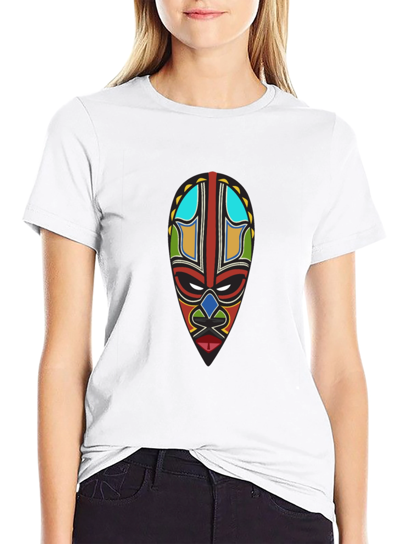 Tribal Mask Graphic Black T-Shirt