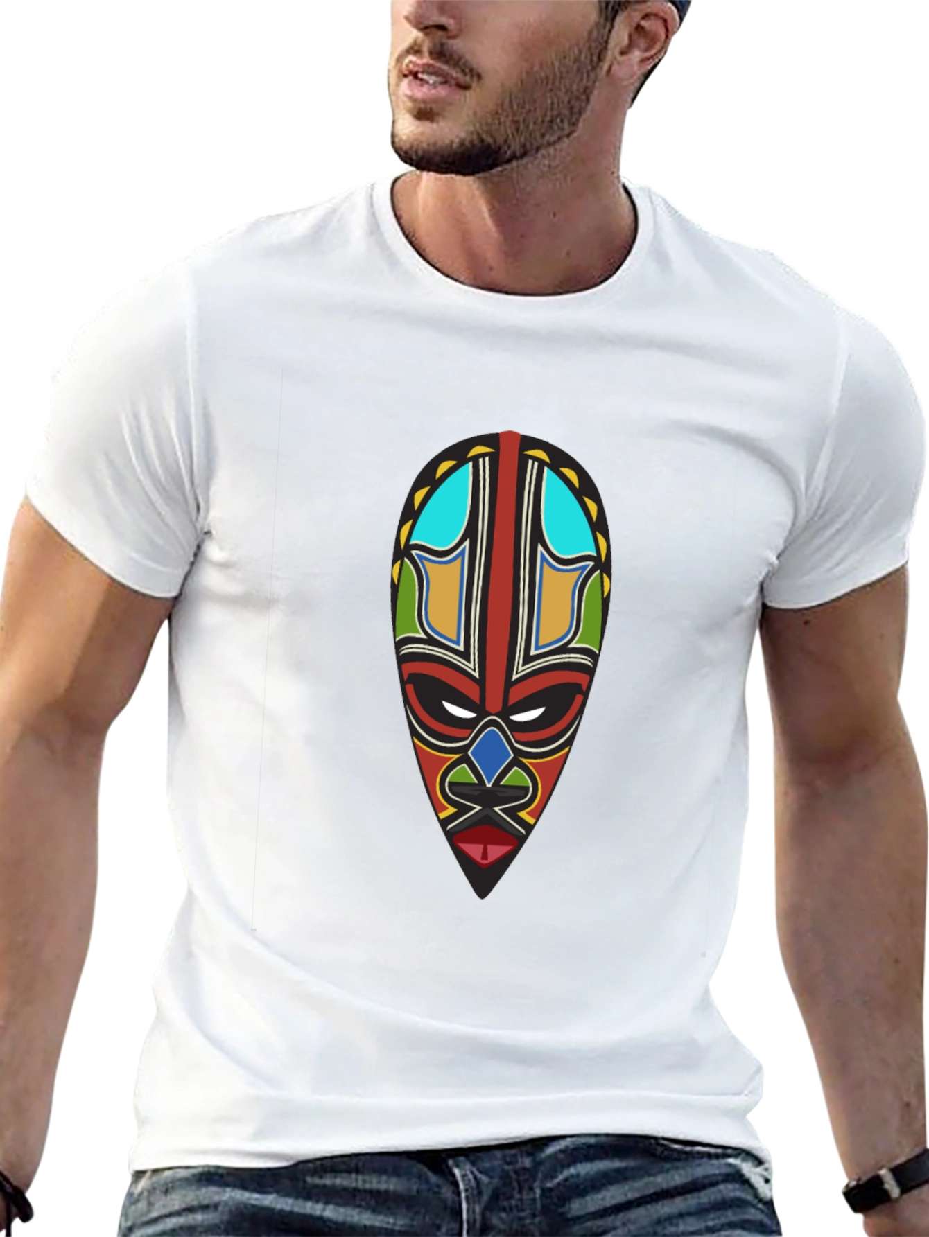 Tribal Mask Graphic Black T-Shirt